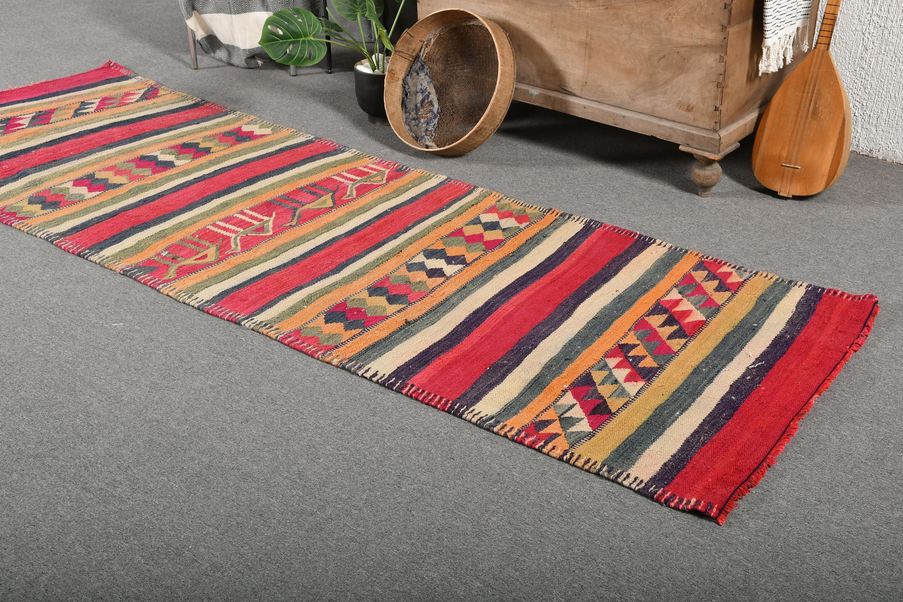 Rainbow Kitchen Rugs, 3x9.2 ft Runner Rug, Corridor Rug, Kilim, Hallway Rug, Vintage Rugs, Turkish Rug, Home Decor Rugs, Floor Rugs