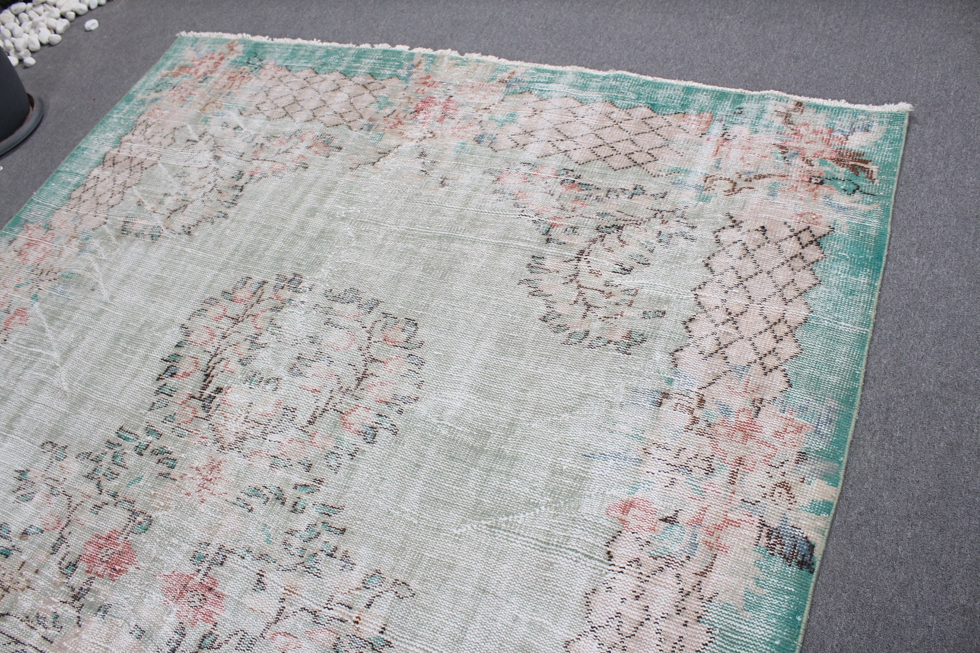 Living Room Rugs, Floor Rug, Green  7.1x10.2 ft Oversize Rugs, Vintage Rug, Turkish Rug, Saloon Rug, Bedroom Rugs, Muted Rug