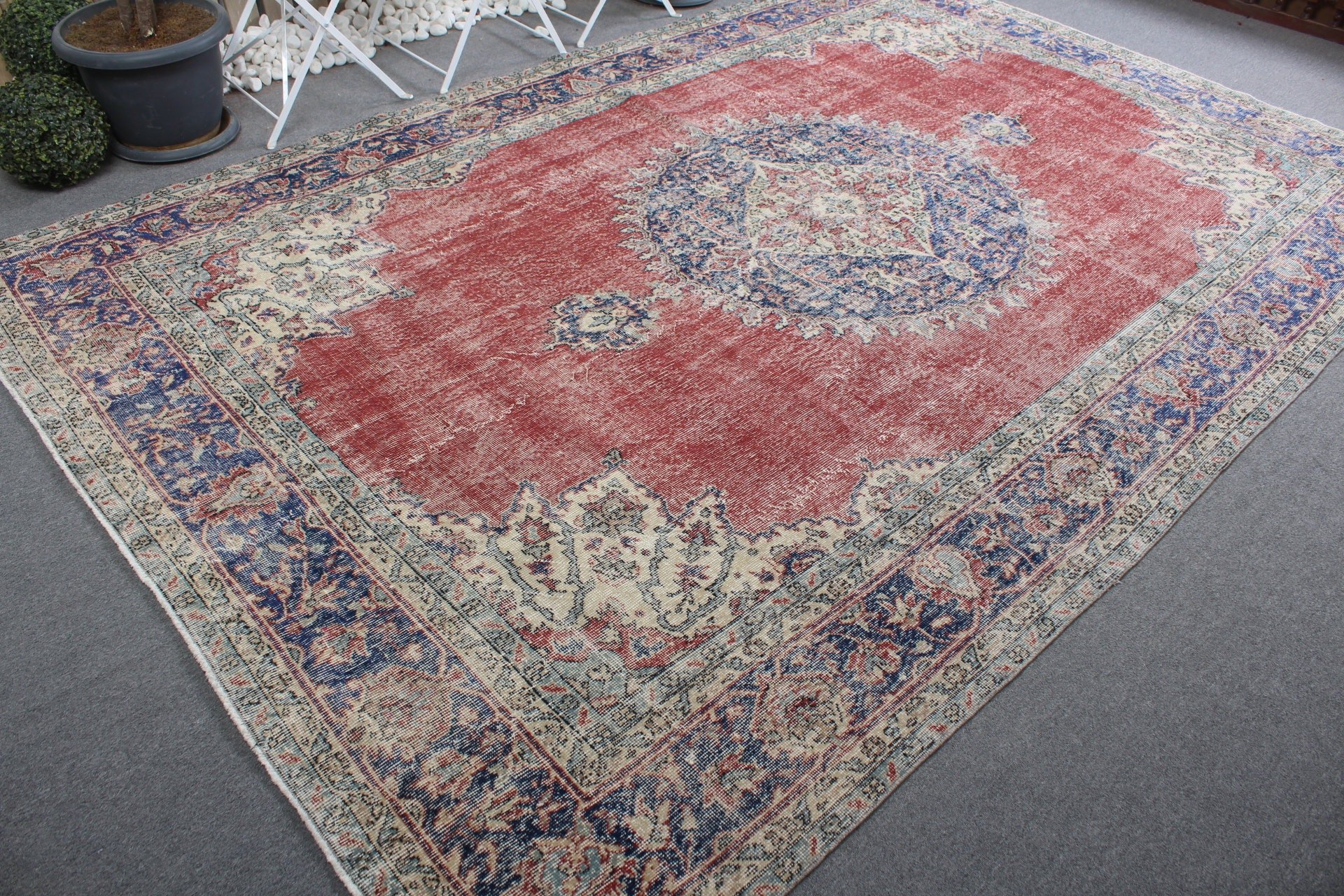 Saloon Rug, Red Wool Rugs, Cool Rug, Rugs for Saloon, Dining Room Rugs, Oriental Rug, Vintage Rug, 7.1x11 ft Oversize Rugs, Turkish Rug