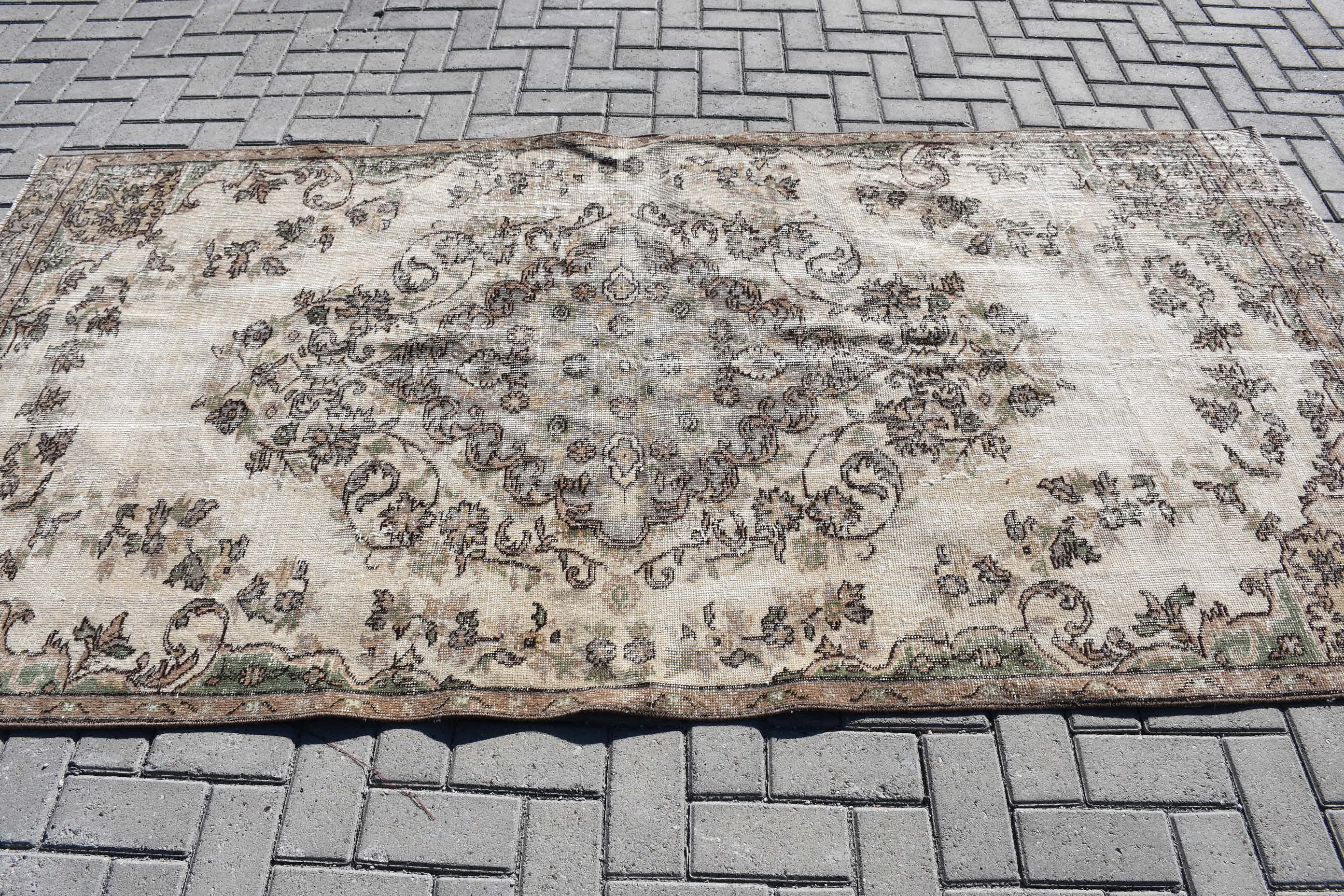 Vintage Rug, Rugs for Living Room, Old Rug, 4.4x8.9 ft Area Rug, Bedroom Rug, Nursery Rugs, Turkish Rugs, Antique Rugs, Beige Anatolian Rug