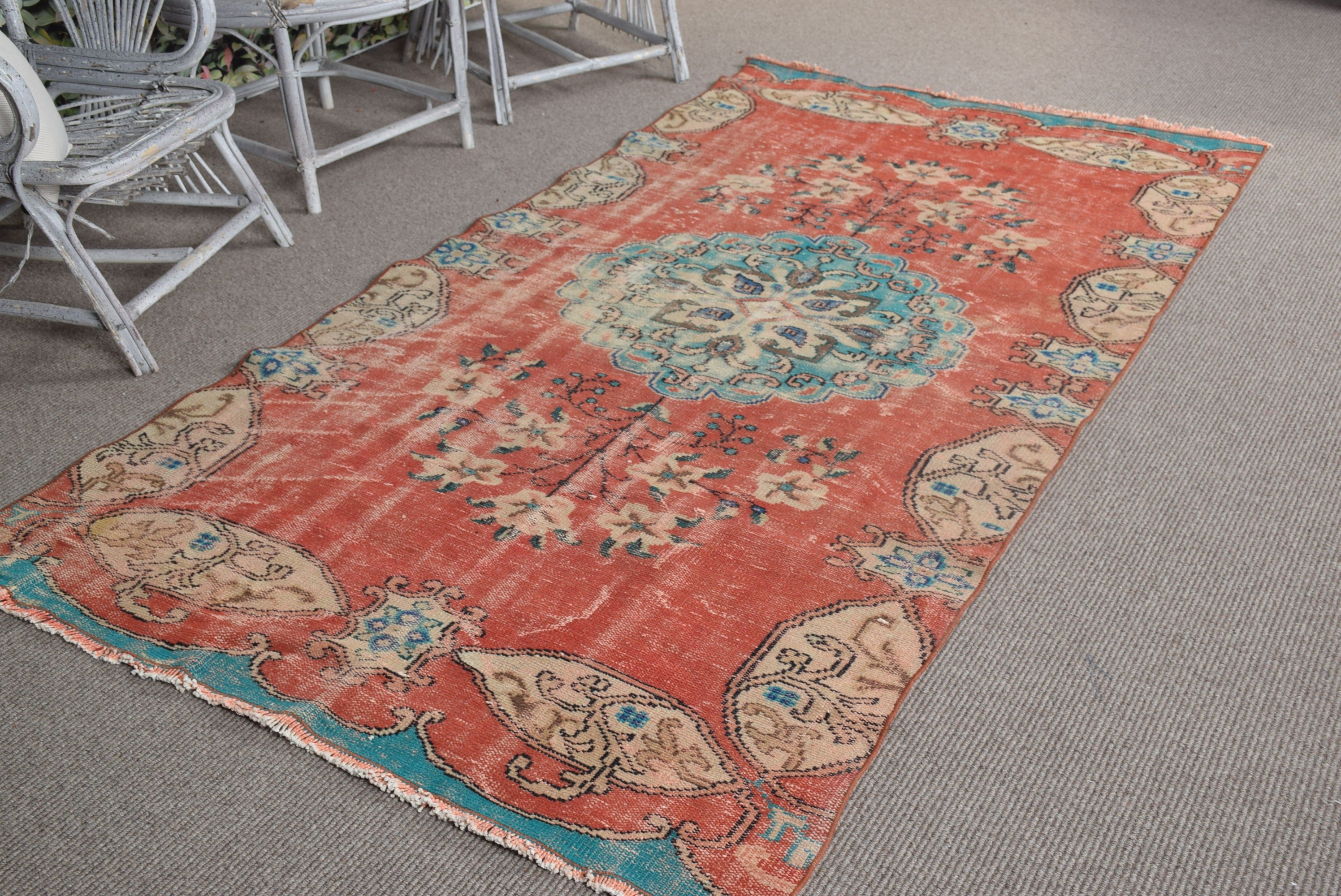 Bedroom Rug, Kitchen Rug, Custom Rugs, Vintage Rug, Red Kitchen Rugs, Turkish Rug, Rugs for Dining Room, 4.4x8.4 ft Area Rug, Wool Rug