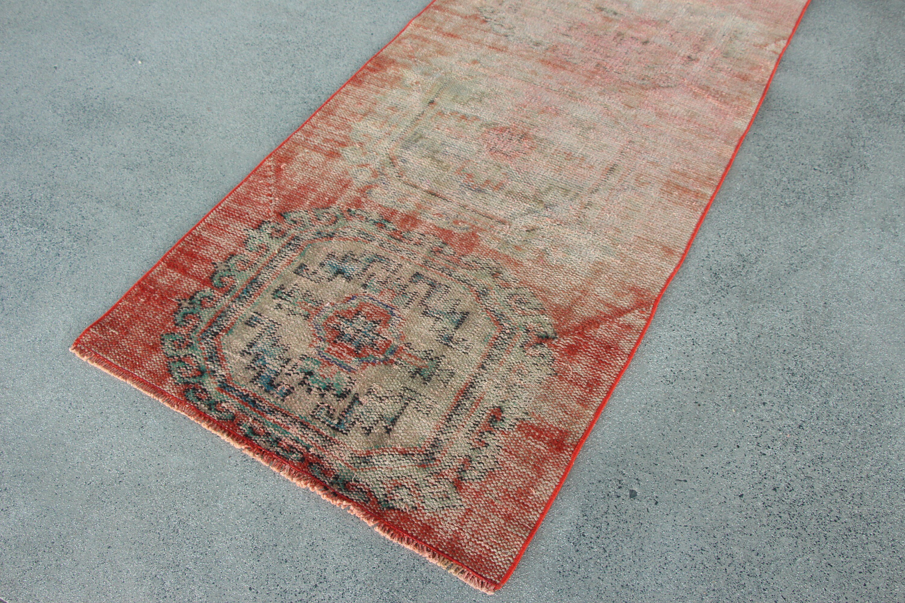 Moroccan Rugs, Rugs for Corridor, Kitchen Rug, Hallway Rug, 2.9x10.1 ft Runner Rugs, Red Wool Rug, Turkish Rug, Vintage Rug, Stair Rug