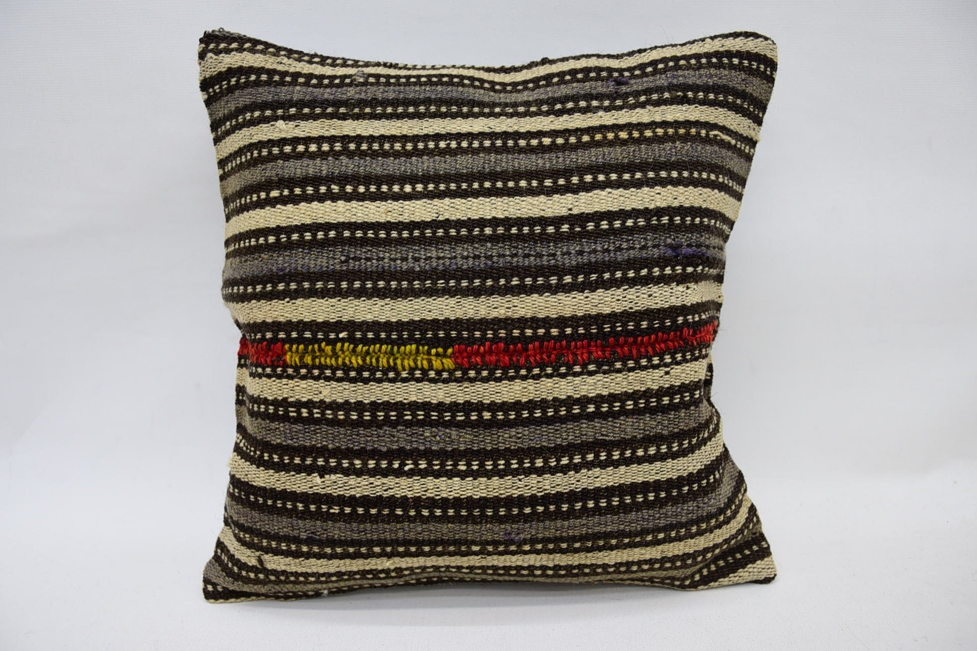 Turkish Pillow, Vintage Kilim Pillow, Custom Pillow, Farmhouse Pillow, Ethnical Kilim Rug Pillow, 14"x14" Beige Pillow Case