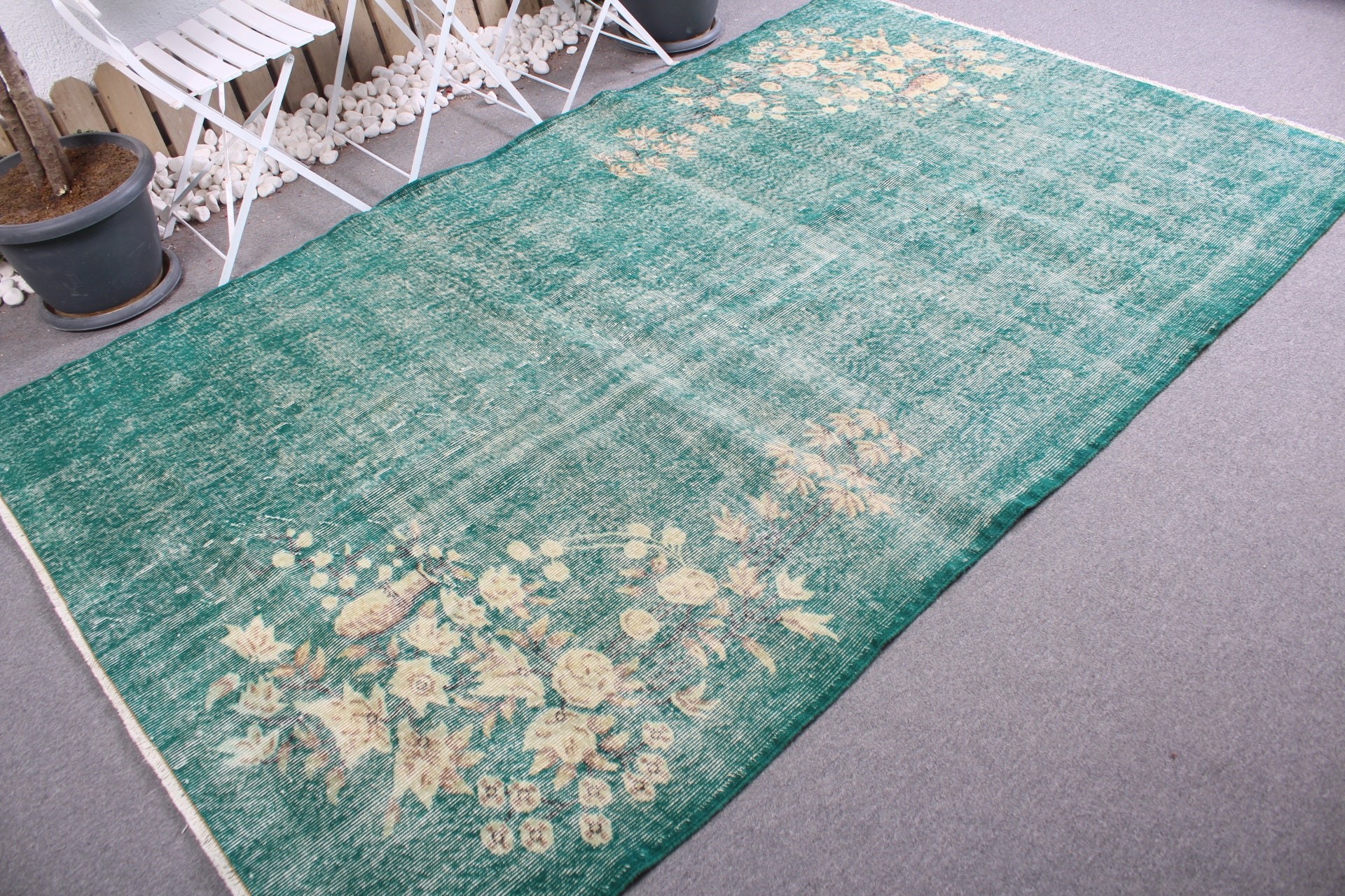 Vintage Rugs, Green Bedroom Rug, Wool Rug, Turkish Rugs, Dining Room Rug, Salon Rug, 5.5x9.1 ft Large Rug, Vintage Decor Rug