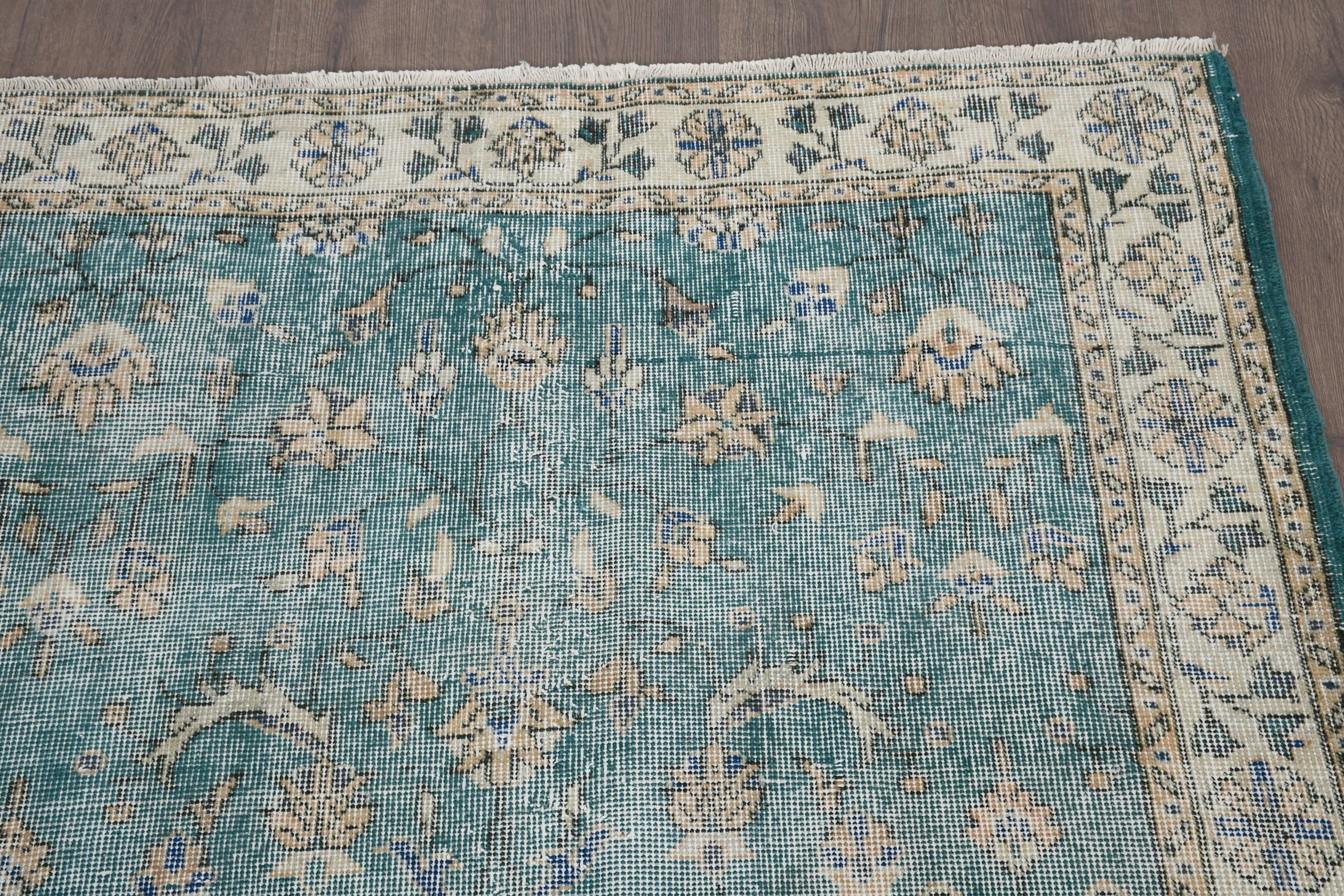 Dining Room Rugs, 3.7x6.6 ft Area Rug, Antique Rug, Turkish Rug, Bedroom Rug, Rugs for Area, Vintage Rug, Green Moroccan Rugs, Kitchen Rug