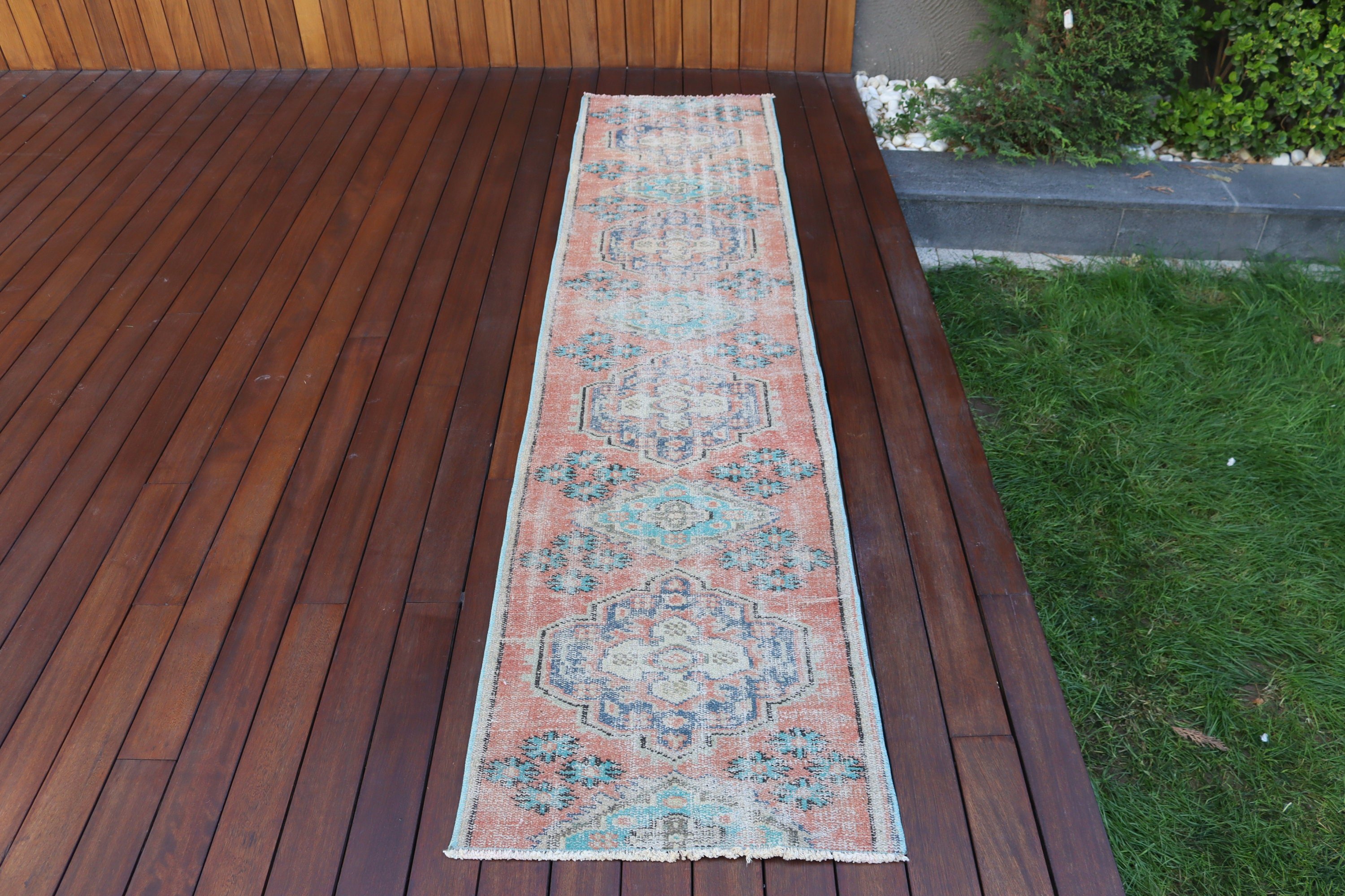 Merdiven Halısı, Turuncu Ev Dekor Halıları, Türk Halısı, Dış Mekan Halısı, Boho Halıları, Vintage Runner Halısı, Vintage Halıları, Yer Halıları, 1.9x8.5 ft Runner Halısı