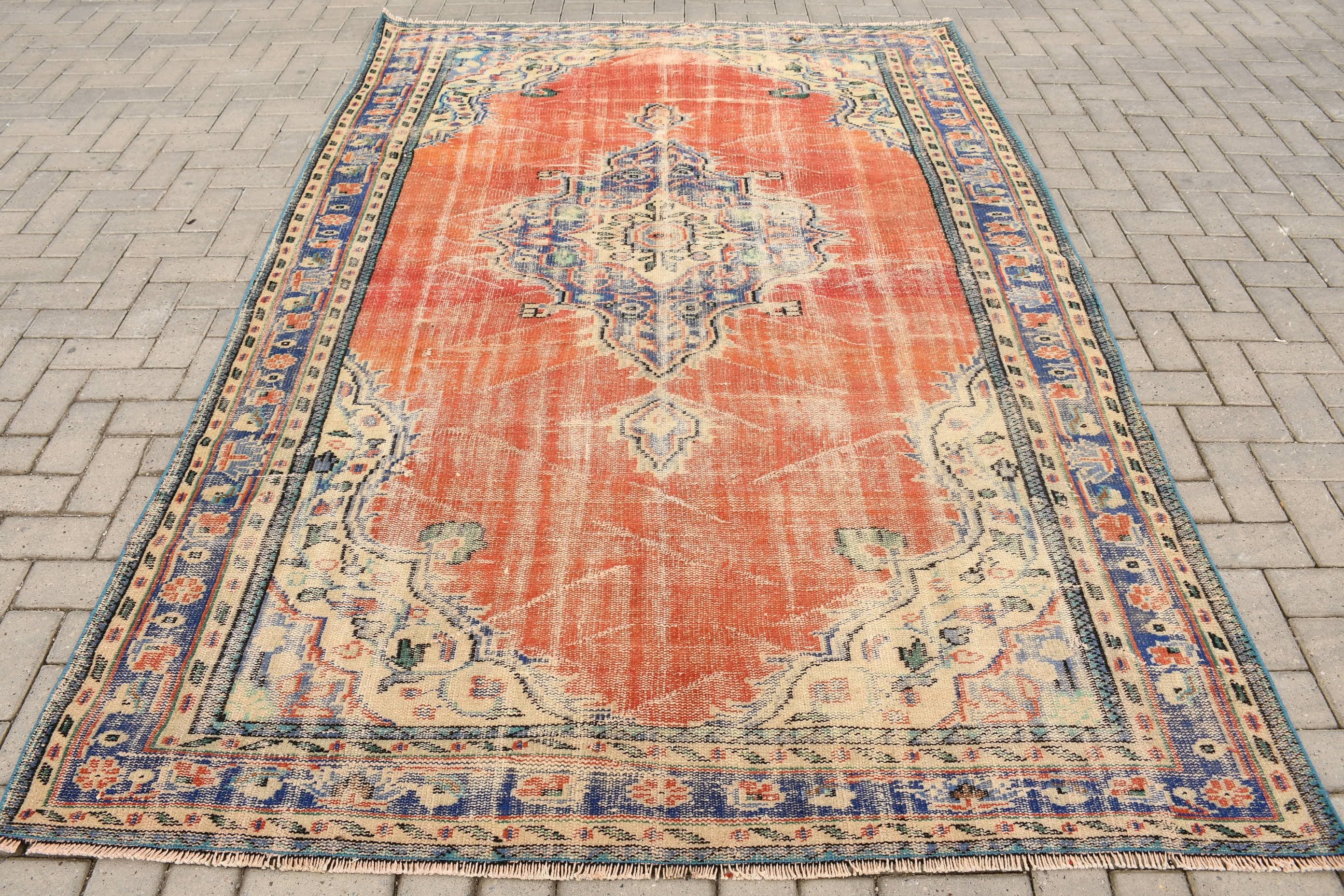 Oriental Rugs, Bedroom Rug, Moroccan Rug, Dining Room Rug, Red Anatolian Rugs, Aesthetic Rug, Vintage Rugs, 6x9 ft Large Rug, Turkish Rug