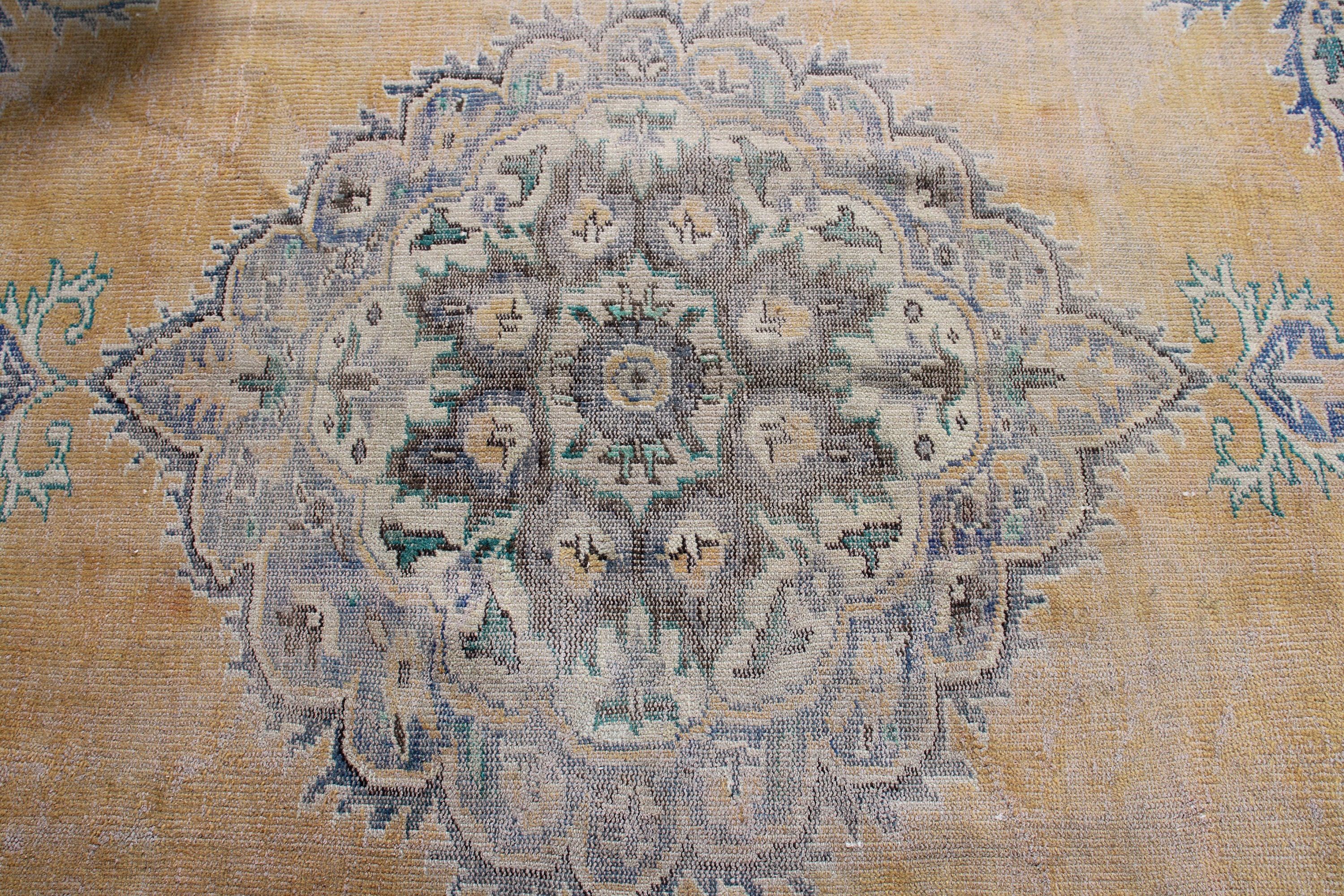 Düz Dokuma Halı, Türk Halıları, Egzotik Halı, Oushak Alan Kilimi, Vintage Halılar, Sarı Geometrik Halı, Yatak Odası Halıları, Boho Halı, 4,9x7,3 ft Alan Halıları