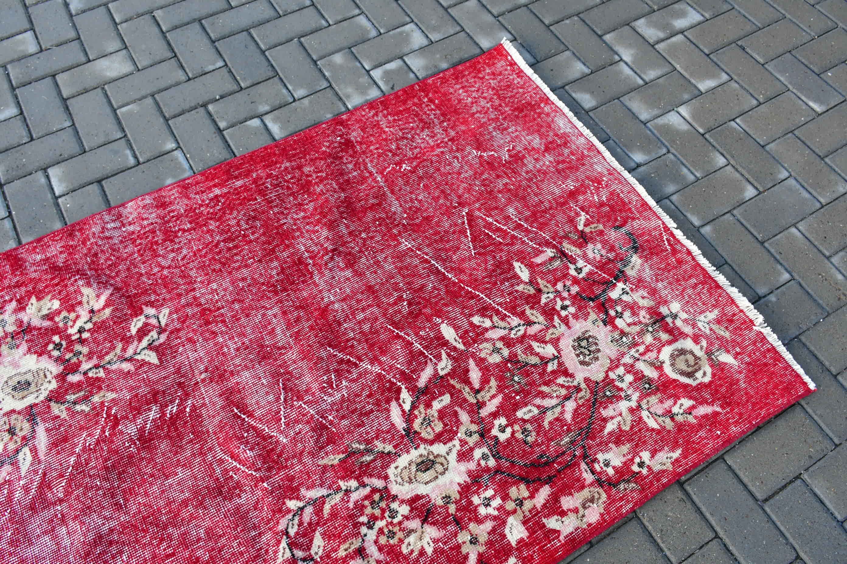 Nomadic Rug, Vintage Rug, Rugs for Entry, Nursery Rug, 3.7x6.4 ft Accent Rugs, Turkish Rug, Red Kitchen Rugs, Anatolian Rugs