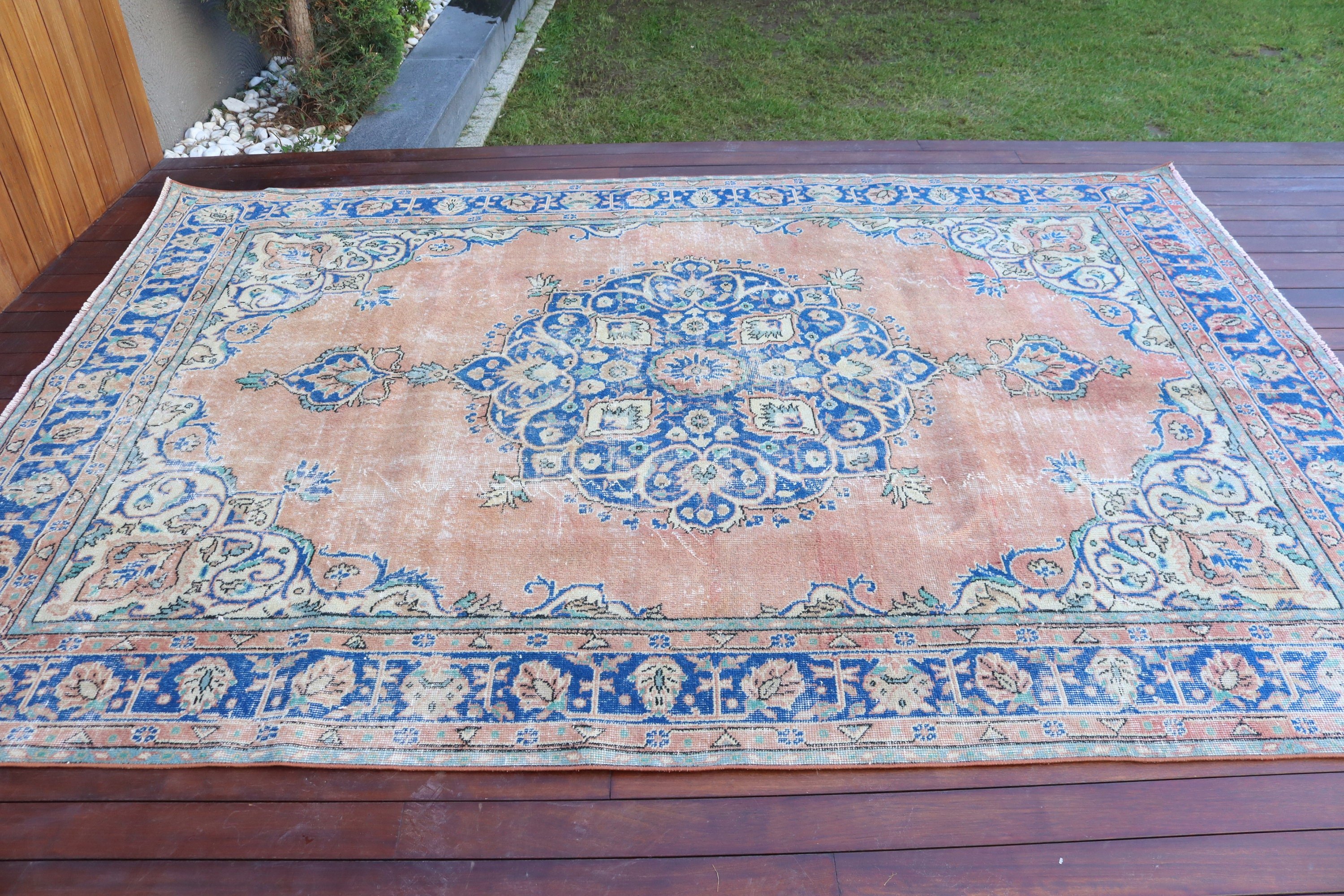 Türk Halısı, 6.7x9.6 ft Büyük Halı, Oturma Odası Halıları, Fas Halıları, Büyük Oushak Halısı, Yatak Odası Halısı, Vintage Halılar, Kırmızı Ev Dekor Halıları