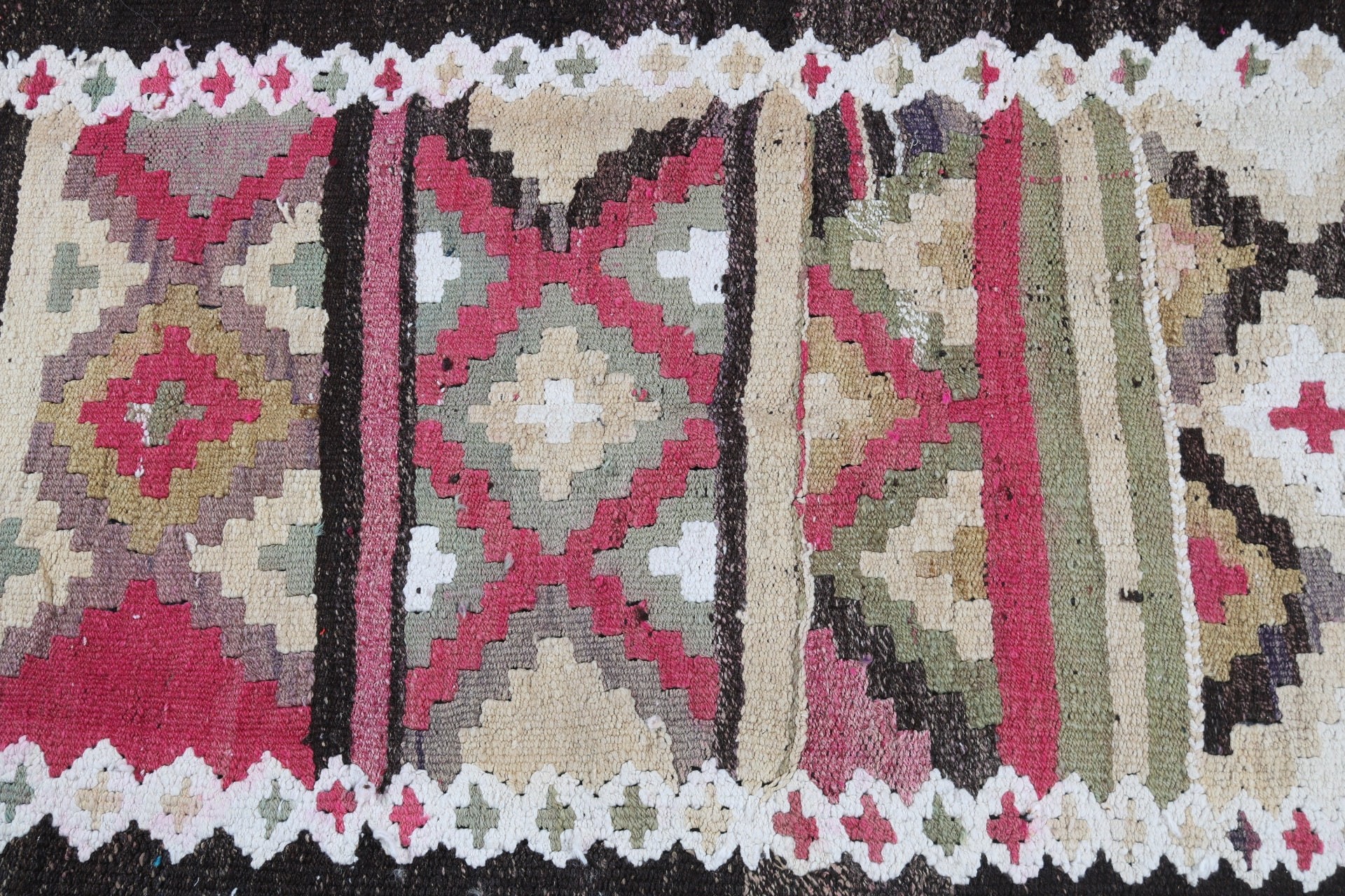 Yün Halı Yolluk Halıları, Mutfak Halıları, Geometrik Halı, 2,3x8,5 ft Yolluk Halısı, Vintage Halılar, Türk Halıları, Fas Halısı, Bej El Dokuma Halılar