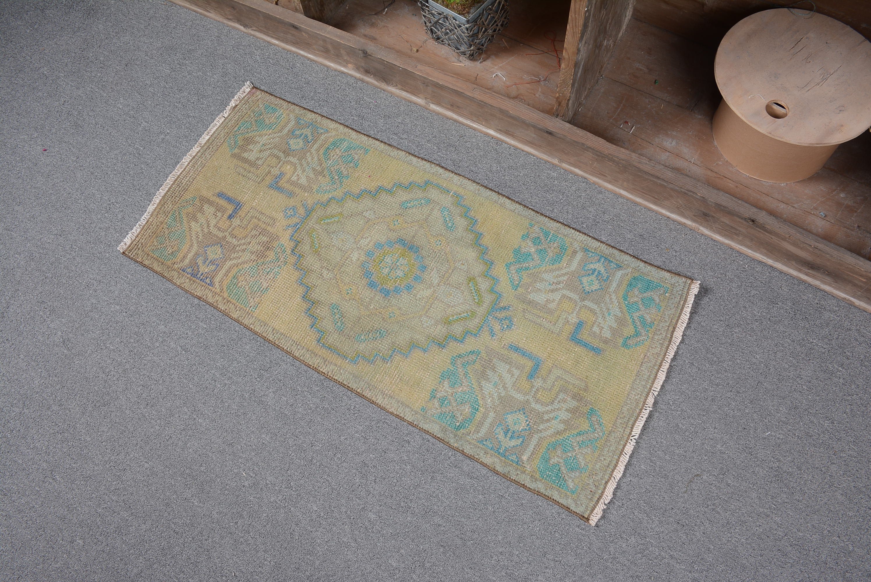 Kitchen Rugs, Bedroom Rug, Car Mat Rug, Home Decor Rug, 1.4x3.1 ft Small Rug, Vintage Rug, Cute Rug, Turkish Rugs, Green Oriental Rug