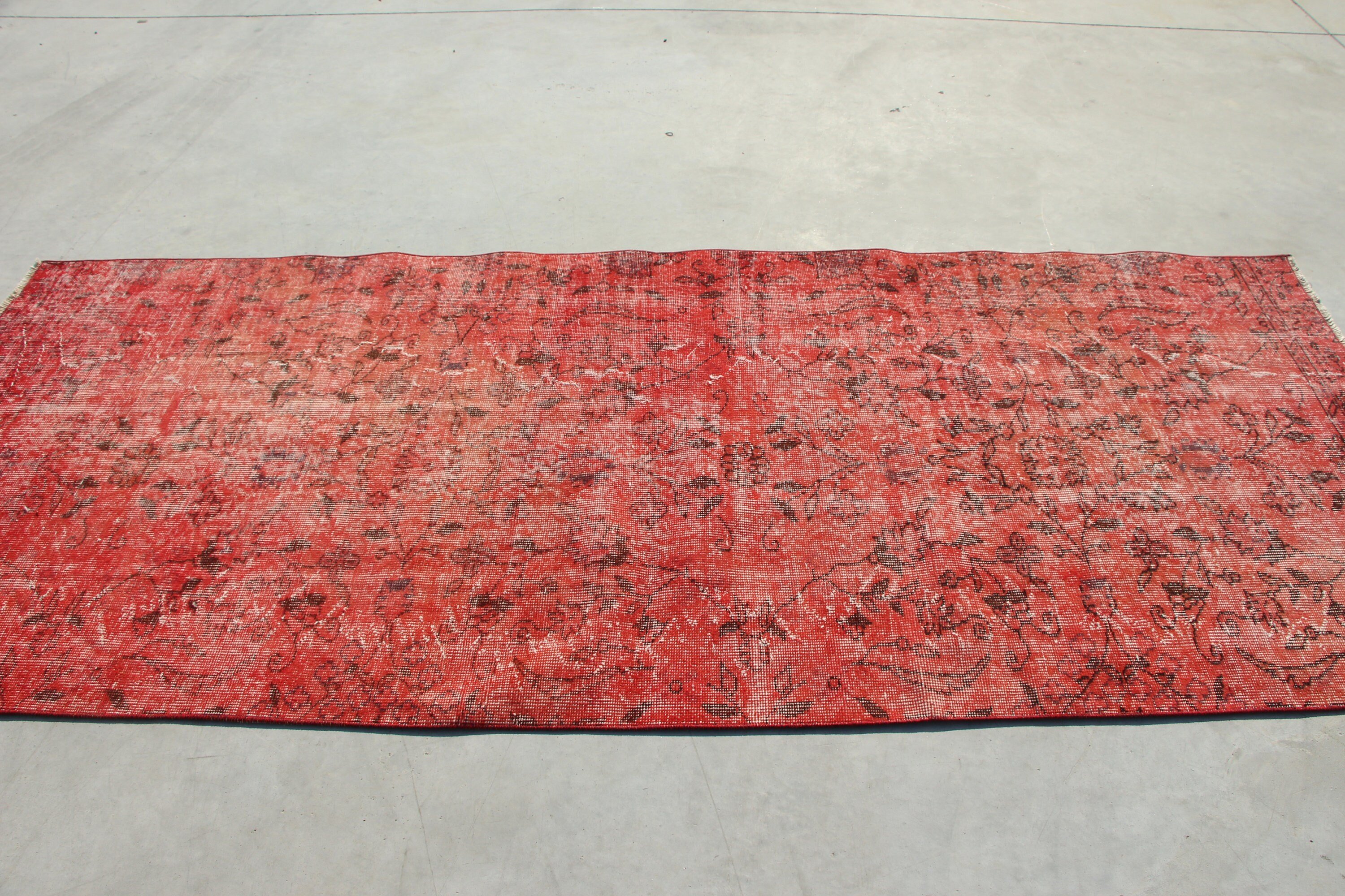 Vintage Rugs, Indoor Rug, Turkish Rug, Rugs for Nursery, Anatolian Rug, Oushak Rugs, Old Rugs, Red  3.6x8.8 ft Area Rugs