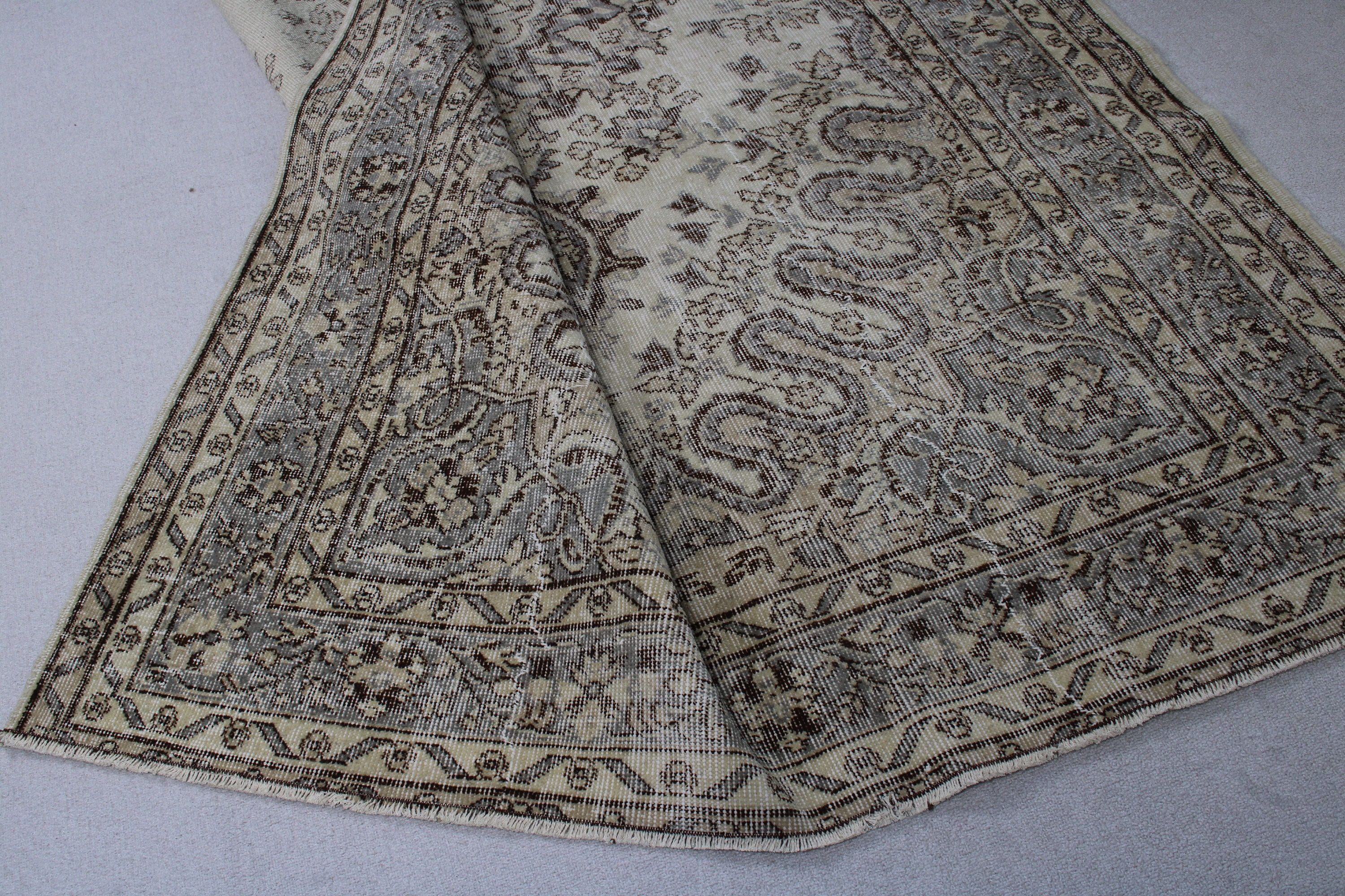 Geometrik Halılar, 5.6x9.4 ft Büyük Halılar, Bej Oushak Halı, Büyük Oushak Halı, Boho Halı, Türk Halıları, Organik Halılar, Vintage Halılar, Salon Halıları