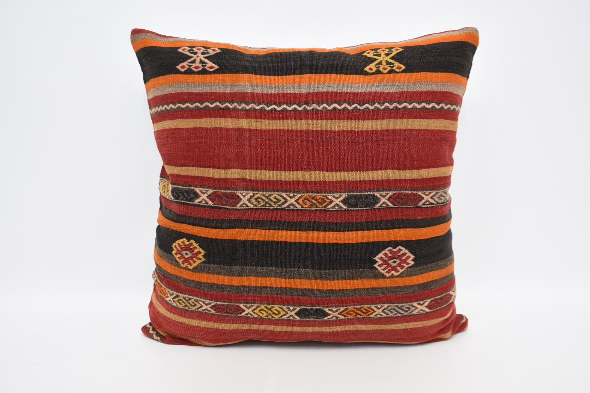 Throw Kilim Pillow, Kilim Cushion Sham, Turkish Kilim Pillow, Accent Cushion Case, 28"x28" Red Cushion Cover