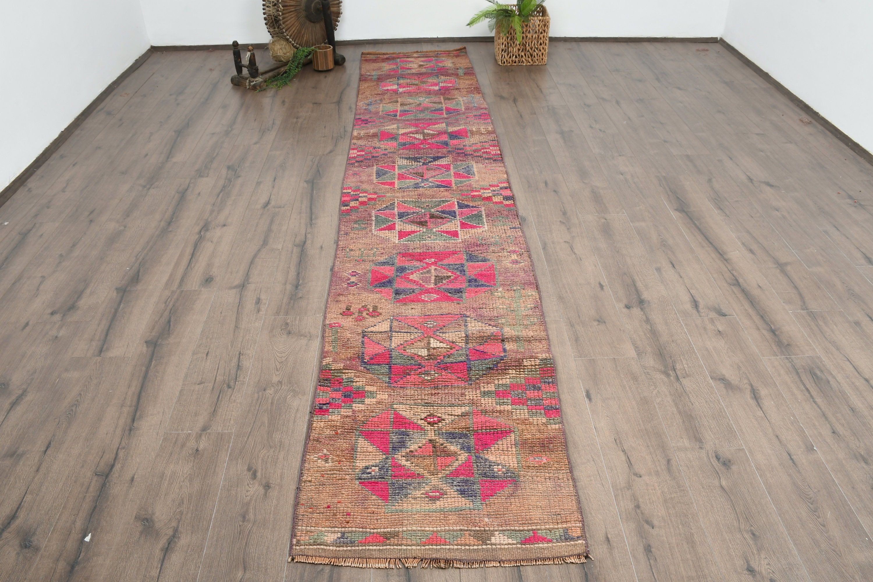 Corridor Rugs, 2.2x12 ft Runner Rug, Moroccan Rug, Green Oriental Rugs, Muted Rug, Rugs for Kitchen, Oushak Rugs, Turkish Rug, Vintage Rug