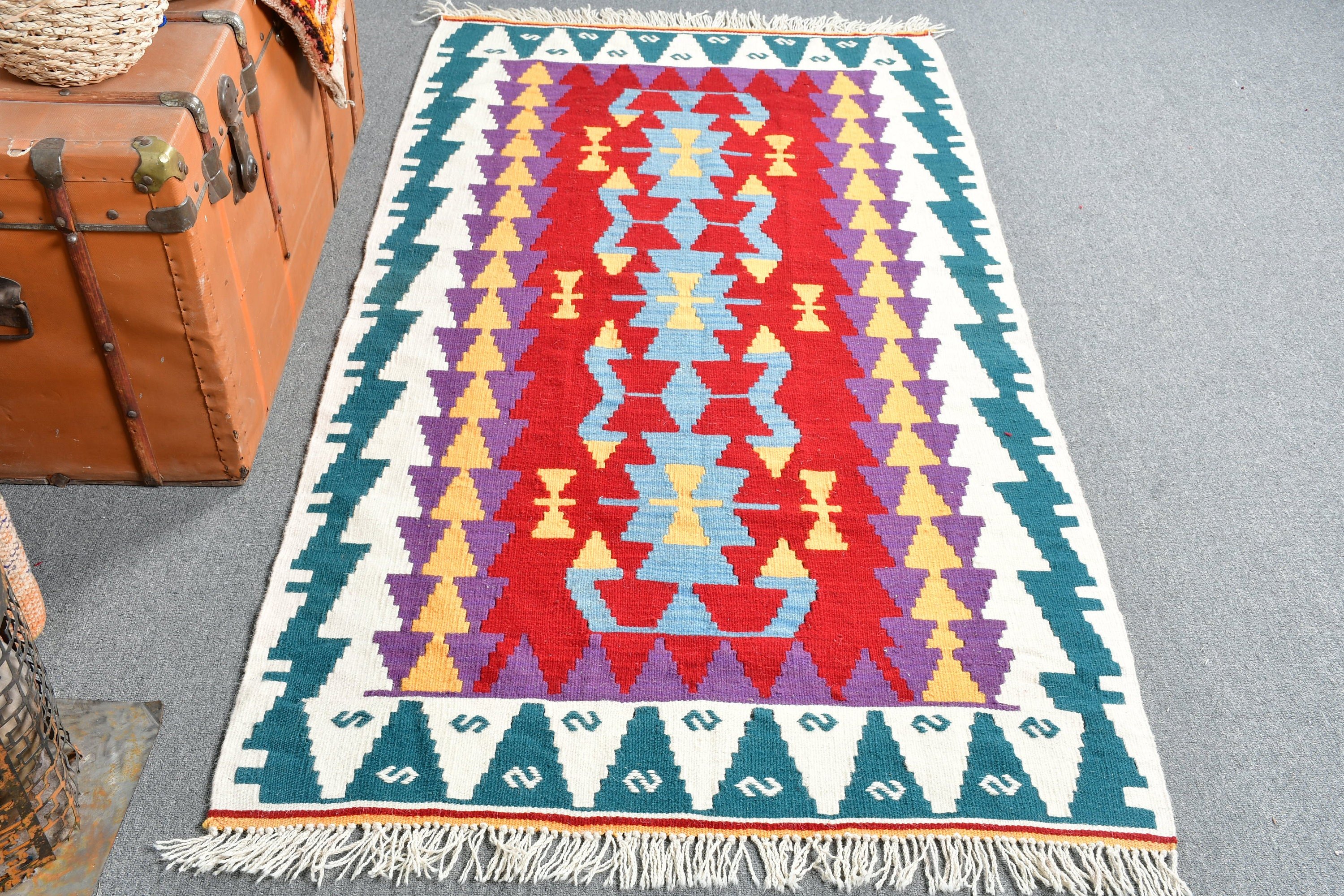 Oryantal Halı, 3.3x6.1 ft Aksan Halı, Eski Halı, Beyaz Antika Halı, Vintage Halı, Kilim, Çocuk Halıları, Türk Halısı, Yer Halısı, Yatak Odası Halıları