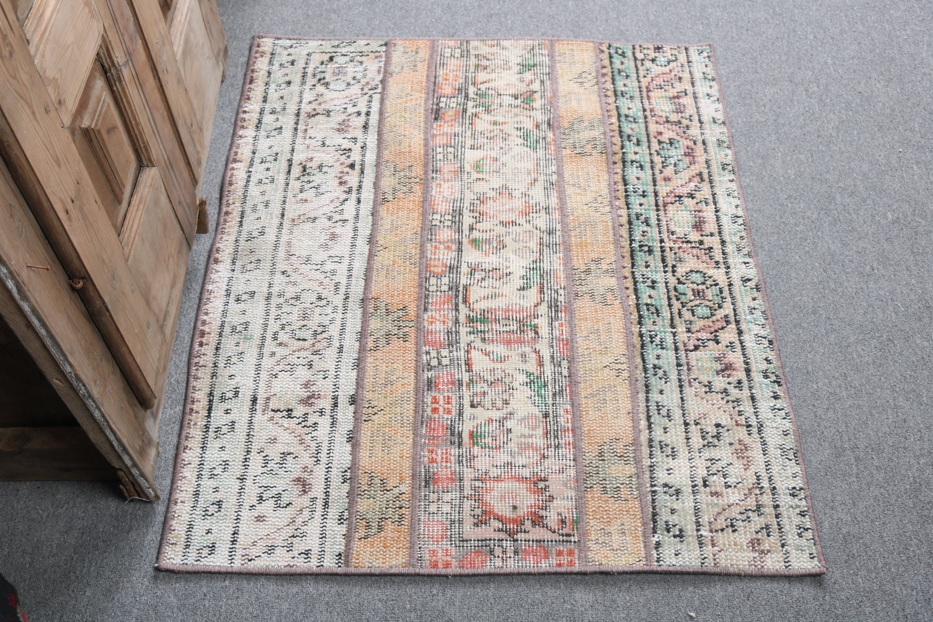 Küçük Alan Halıları, 2,7x3,2 ft Küçük Halı, Türk Halısı, Bej Lüks Halı, Giriş Halıları, Antika Halılar, Vintage Halılar, Yatak Odası Halısı, Havalı Halı