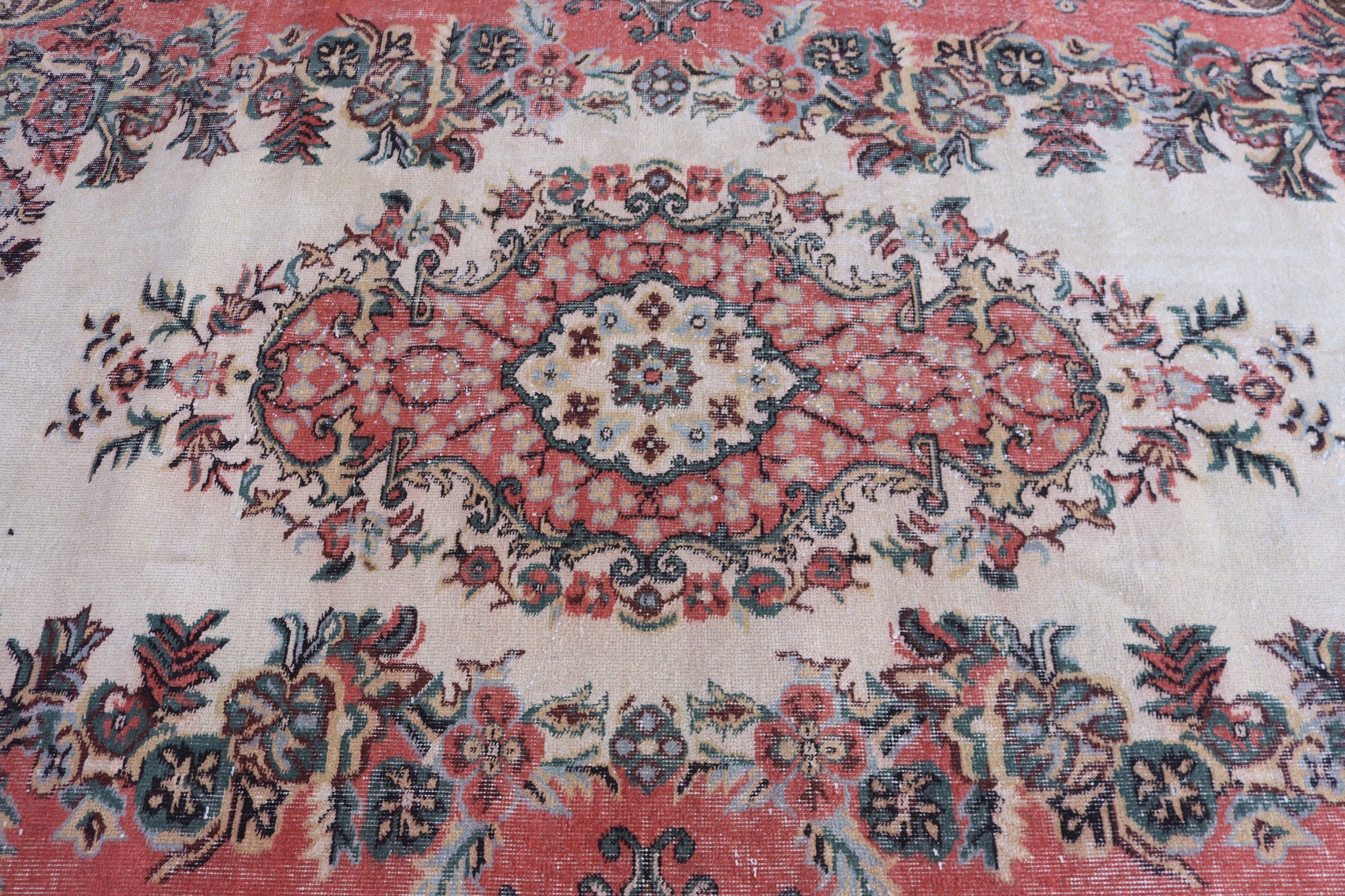 Bej Düz Dokuma Halı, Antika Halılar, 5.6x9.3 ft Büyük Halı, Vintage Halı, Anadolu Halıları, Yemek Odası Halıları, Kabile Halıları, Türk Halısı, Salon Halısı