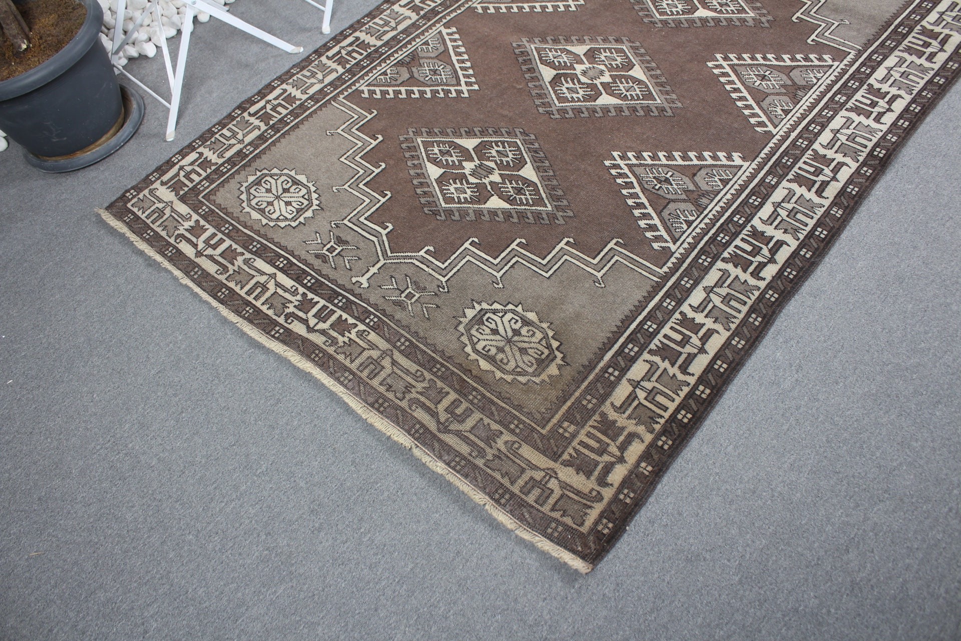 Rugs for Floor, Turkish Rug, Dining Room Rug, Vintage Rugs, Kitchen Rug, Floor Rug, Oriental Rug, 4.5x6.4 ft Area Rugs, Brown Antique Rug