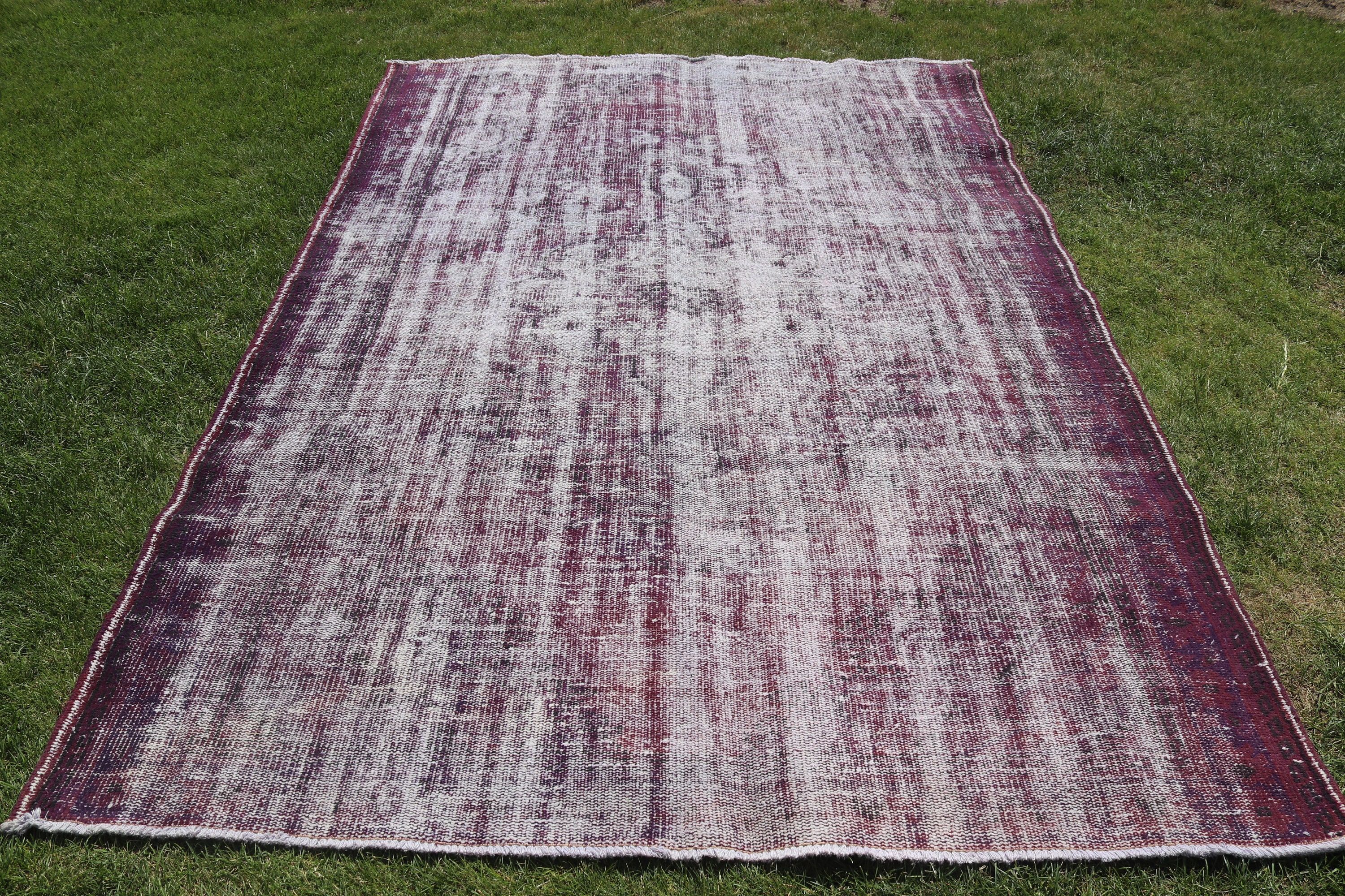 Flatweave Rugs, Vintage Rug, Purple Handwoven Rugs, Large Oushak Rug, Turkish Rugs, Antique Rug, 5.9x8.7 ft Large Rugs, Large Vintage Rug