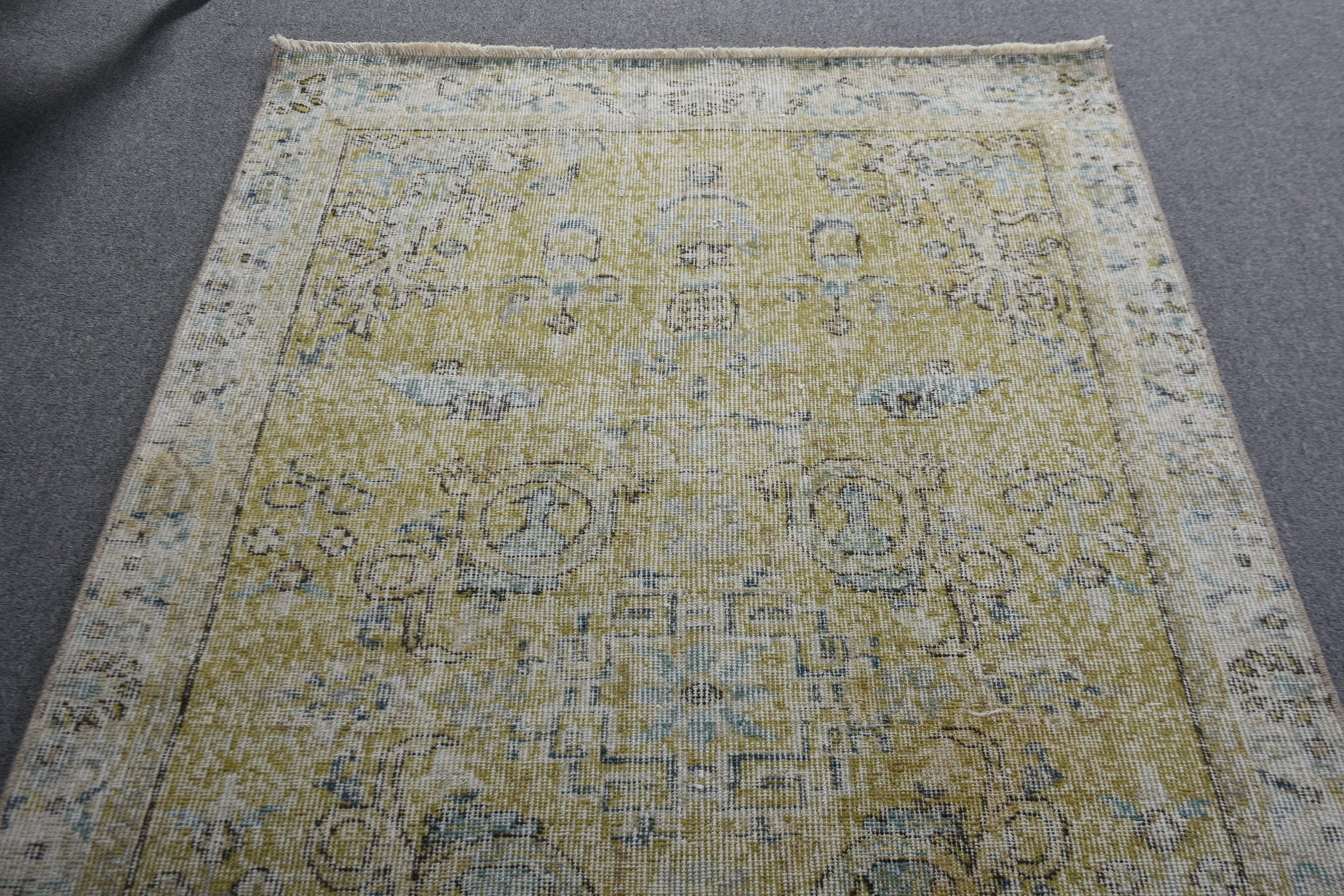 Natural Rugs, Floor Rug, Kitchen Rug, Bedroom Rug, Green Kitchen Rug, Vintage Rug, 3.3x6.8 ft Accent Rug, Turkish Rug, Rugs for Nursery