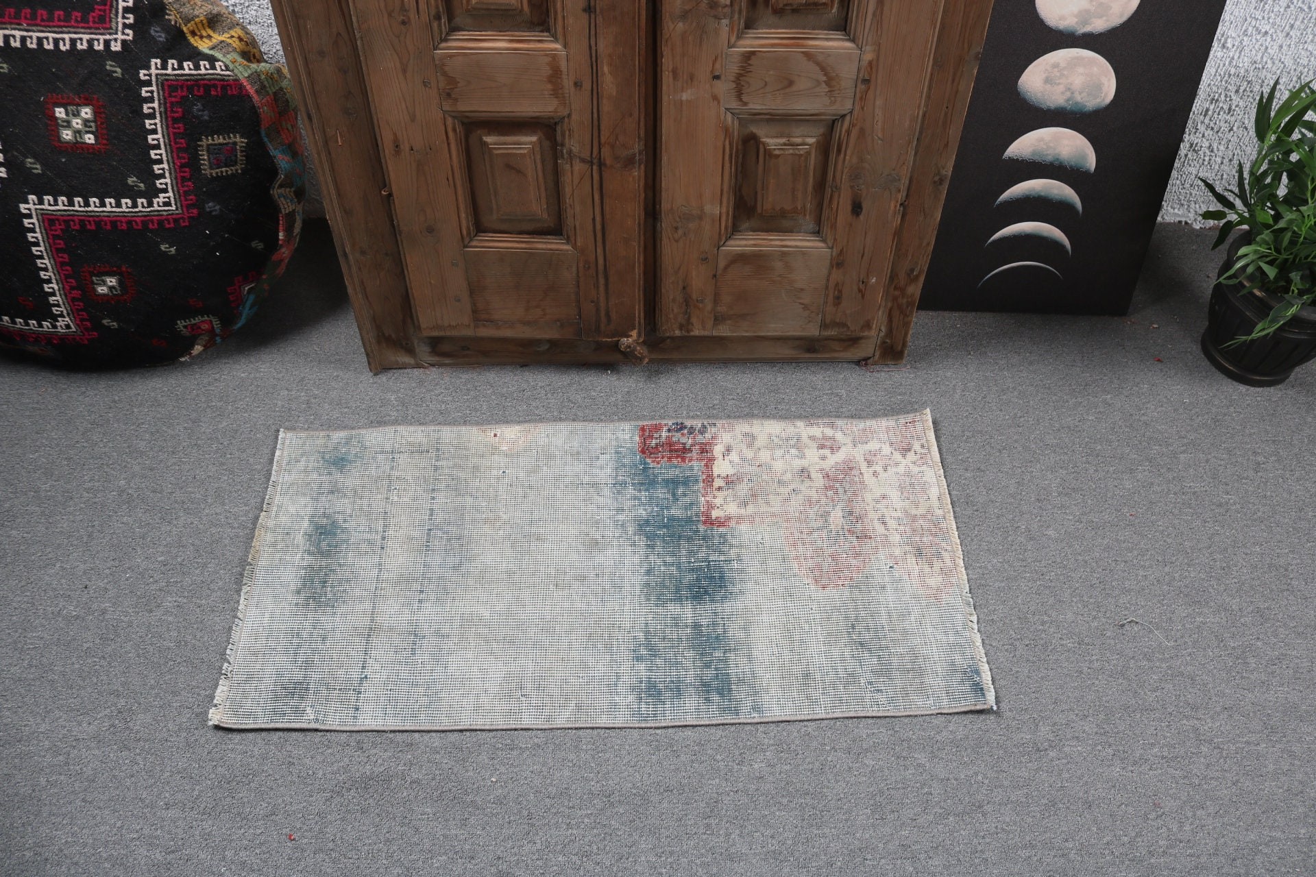 Türk Halıları, Boho Halıları, Çocuk Halısı, Vintage Halı, Paspas Halısı, Düz Dokuma Halılar, 1.6x3.2 ft Küçük Halı, Bej Ev Dekor Halısı, Yatak Odası Halıları