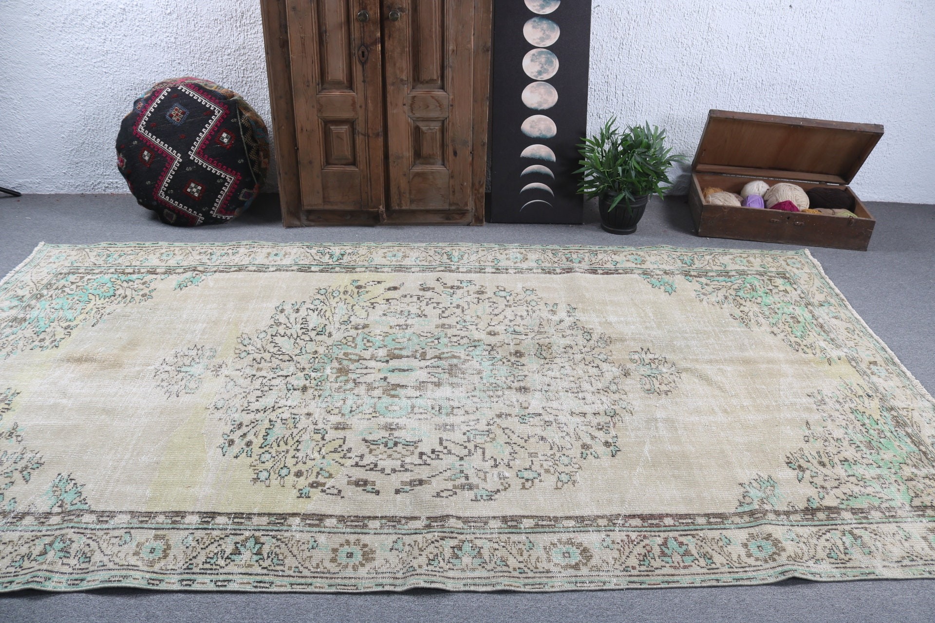 Türk Halısı, Açıklama Halıları, Oturma Odası Halısı, Vintage Halı, Kahverengi Nötr Halılar, Boho Halıları, 5.8x10.5 ft Büyük Halılar, Yemek Odası Halıları