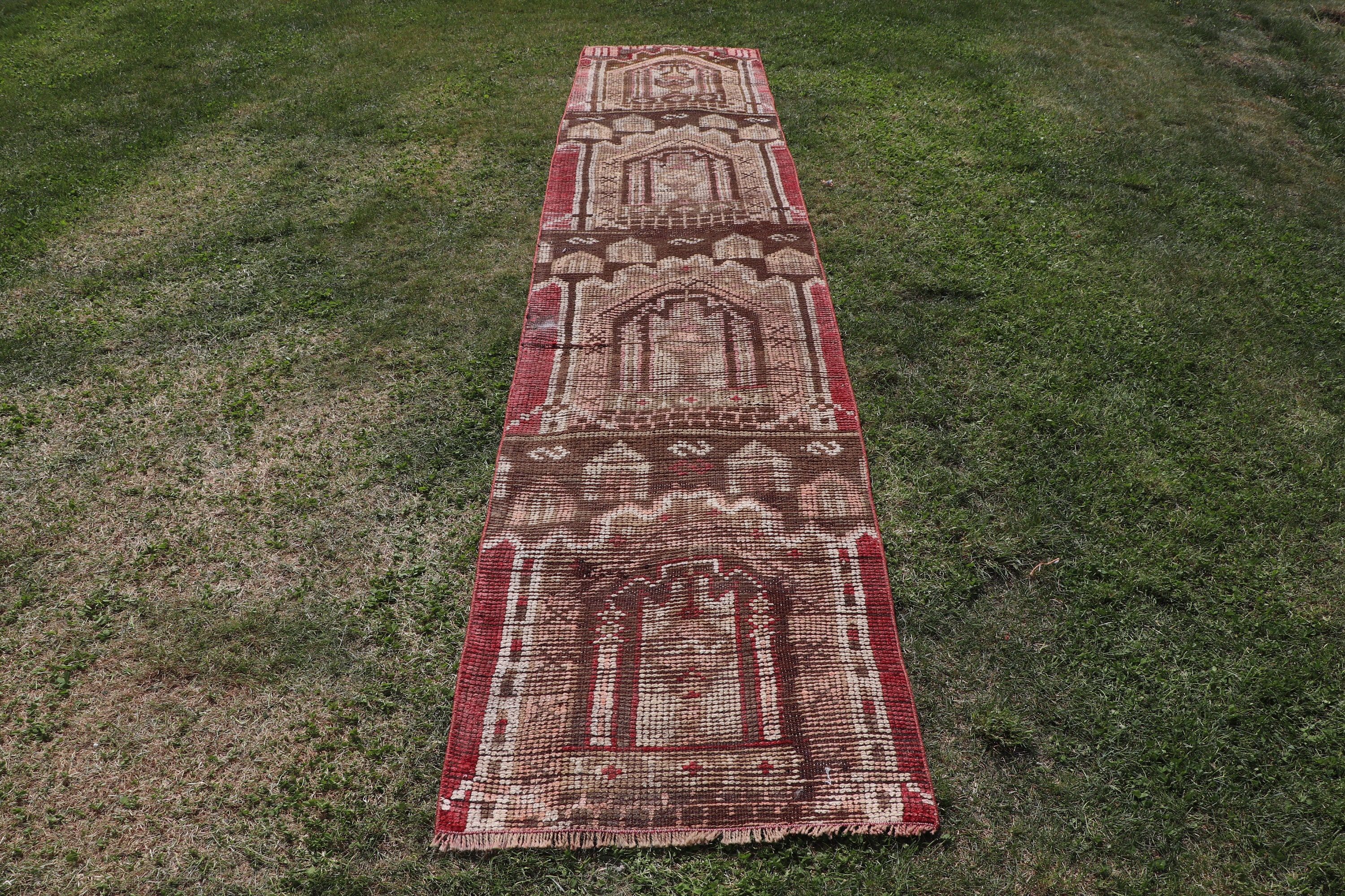 Koridor Halısı, Boho Halısı, Vintage Halılar, Kahverengi Oryantal Halısı, Fas Halısı, Vintage Runner Halıları, 2.2x11 ft Runner Halısı, Türk Halısı