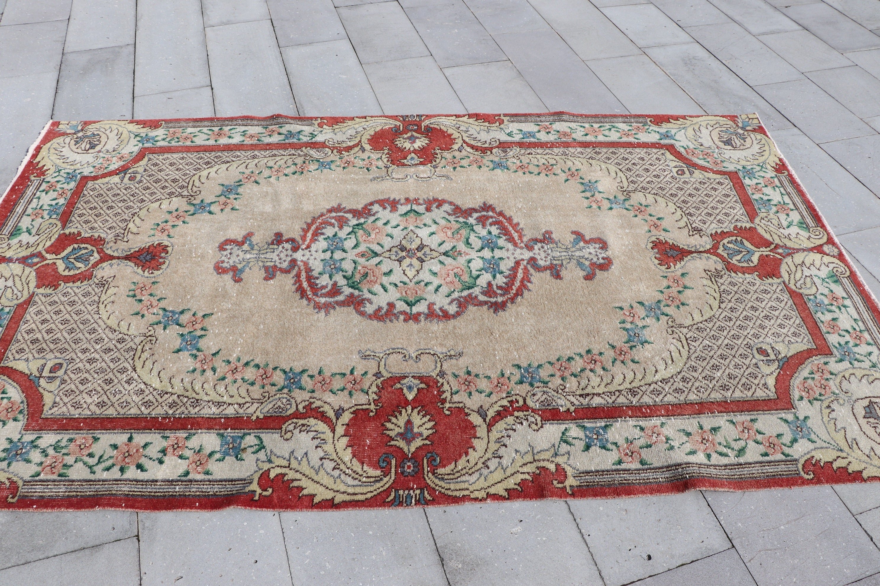 Oturma Odası Halısı, Ev Dekor Halısı, Türk Halısı, Fas Halısı, Kırmızı Ev Dekor Halıları, Yemek Odası Halısı, 5.1x8.7 ft Büyük Halılar, Vintage Halı