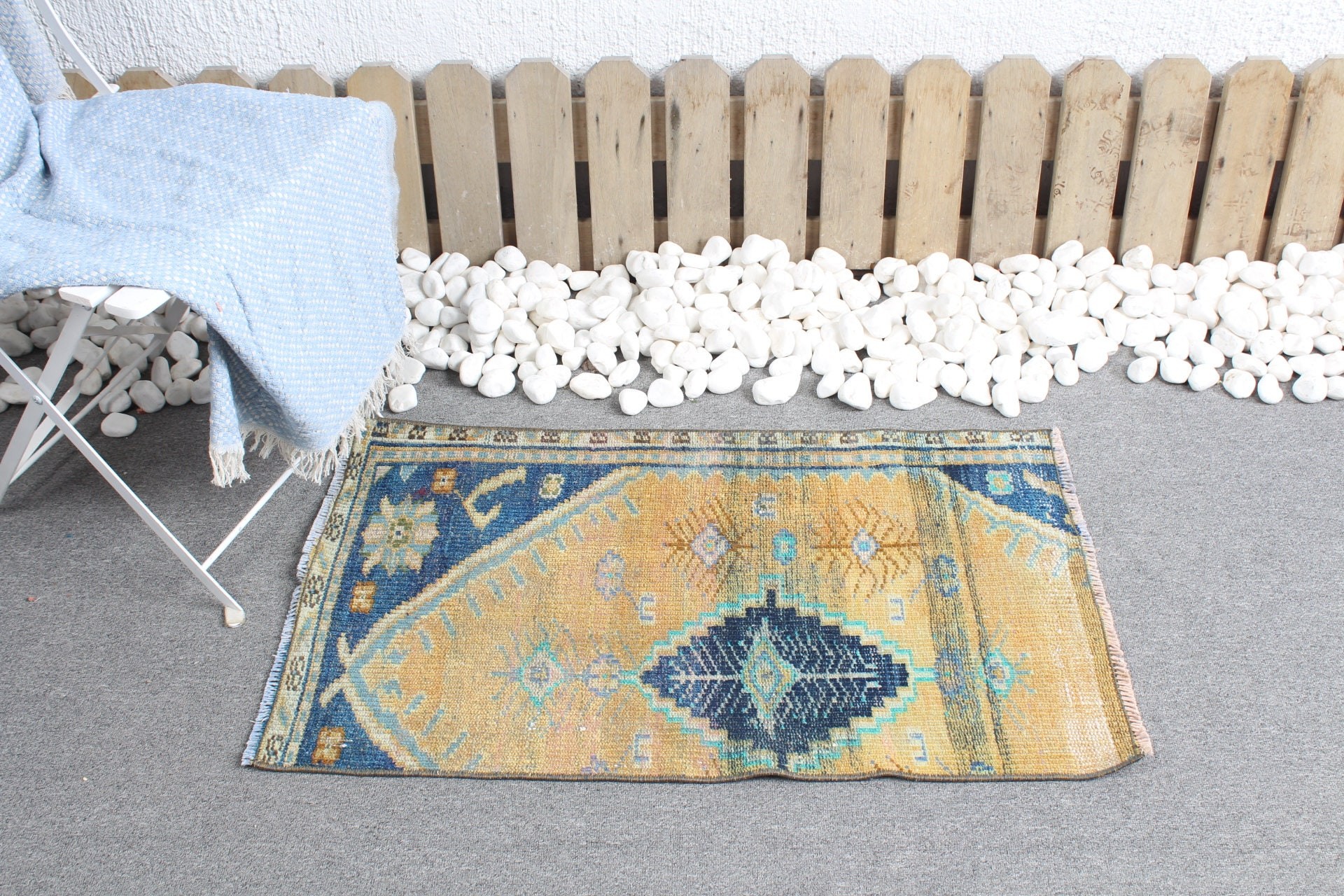 Araba Paspas Halısı, 1.8x3.1 ft Küçük Halı, Mutfak Halıları, Türk Halısı, Banyo Halısı, Sarı Fas Halısı, Fas Halısı, Vintage Halı, Mutfak Halıları