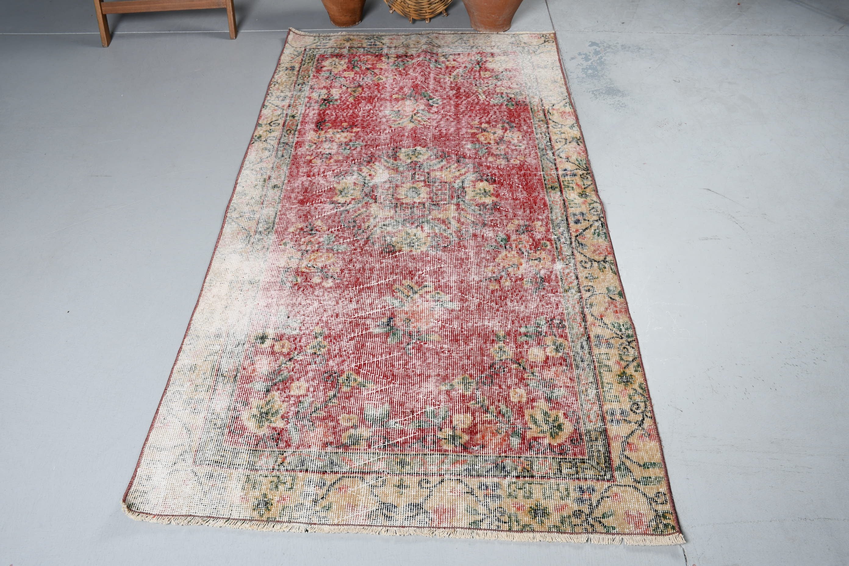 3.5x6.6 ft Accent Rugs, Kitchen Rugs, Floor Rugs, Vintage Rug, Turkish Rug, Red Anatolian Rug, Bedroom Rugs, Flatweave Rug, Anatolian Rugs