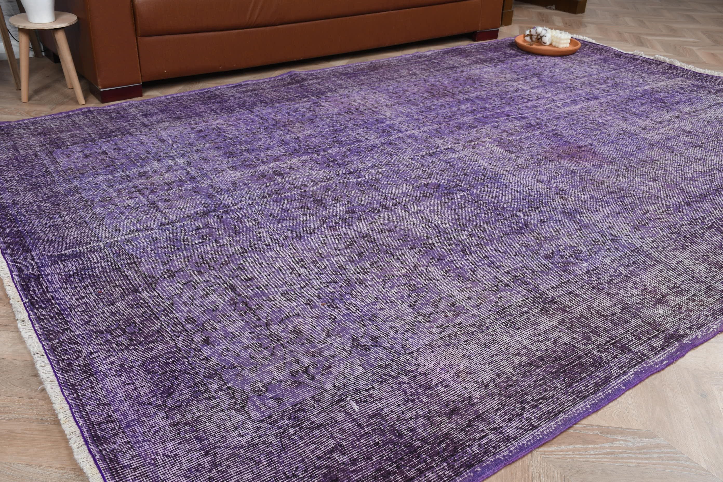 Home Decor Rugs, Living Room Rugs, Cool Rug, Rugs for Bedroom, 6.3x9.1 ft Large Rugs, Purple Bedroom Rug, Vintage Rug, Turkish Rugs