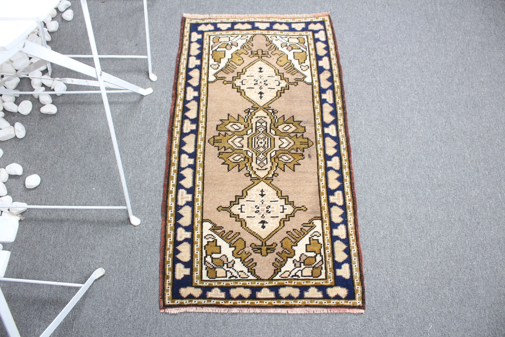 Mutfak Halısı, Türk Halısı, 1.8x3.2 ft Küçük Halı, Banyo Halısı, Kapı Paspası Halıları, Kahverengi Ev Dekor Halısı, Vintage Halılar, Yatak Odası Halısı, Soluk Halı