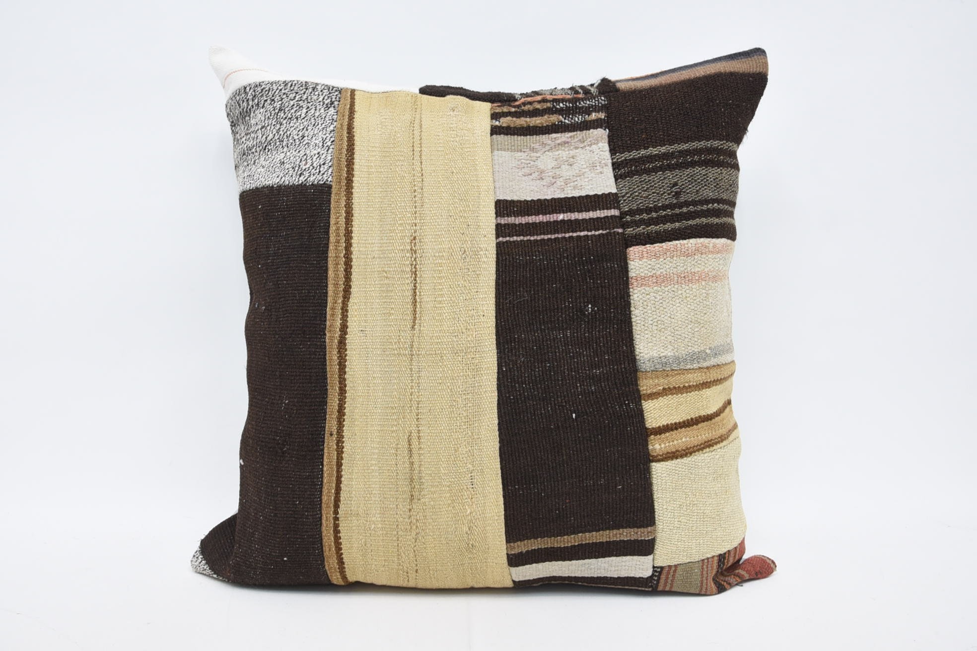 Cozy Throw Cushion Case, Kilim Pillow, Boho Pillow, 28"x28" Beige Pillow Cover, Office Chair Pillow Case, Kilim Cushion Sham