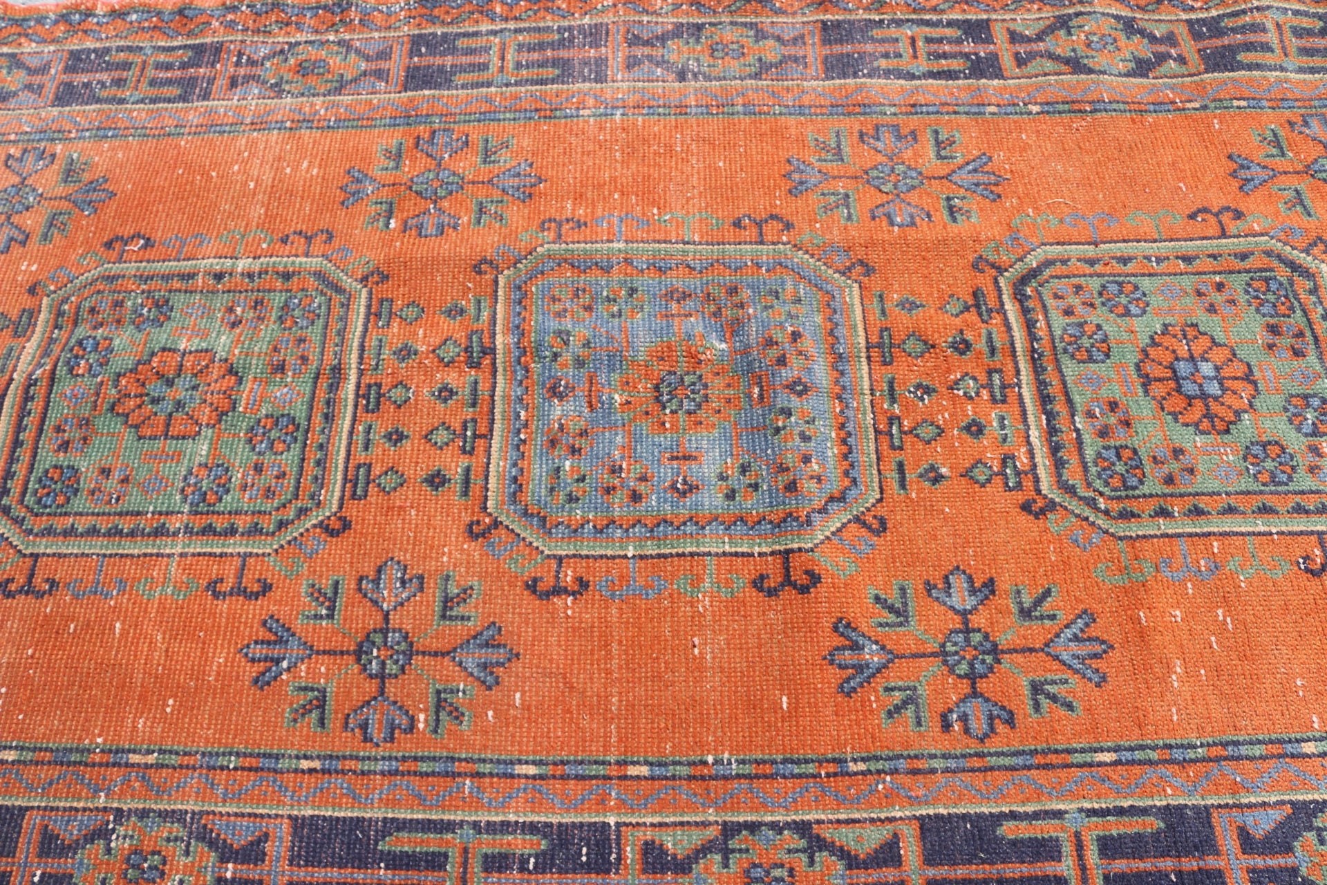 Soluk Halı, Salon Halısı, Mavi Mutfak Halıları, Oturma Odası Halıları, Türk Halıları, Vintage Halı, Oushak Halıları, 4.7x11.7 ft Büyük Halılar, Antika Halı