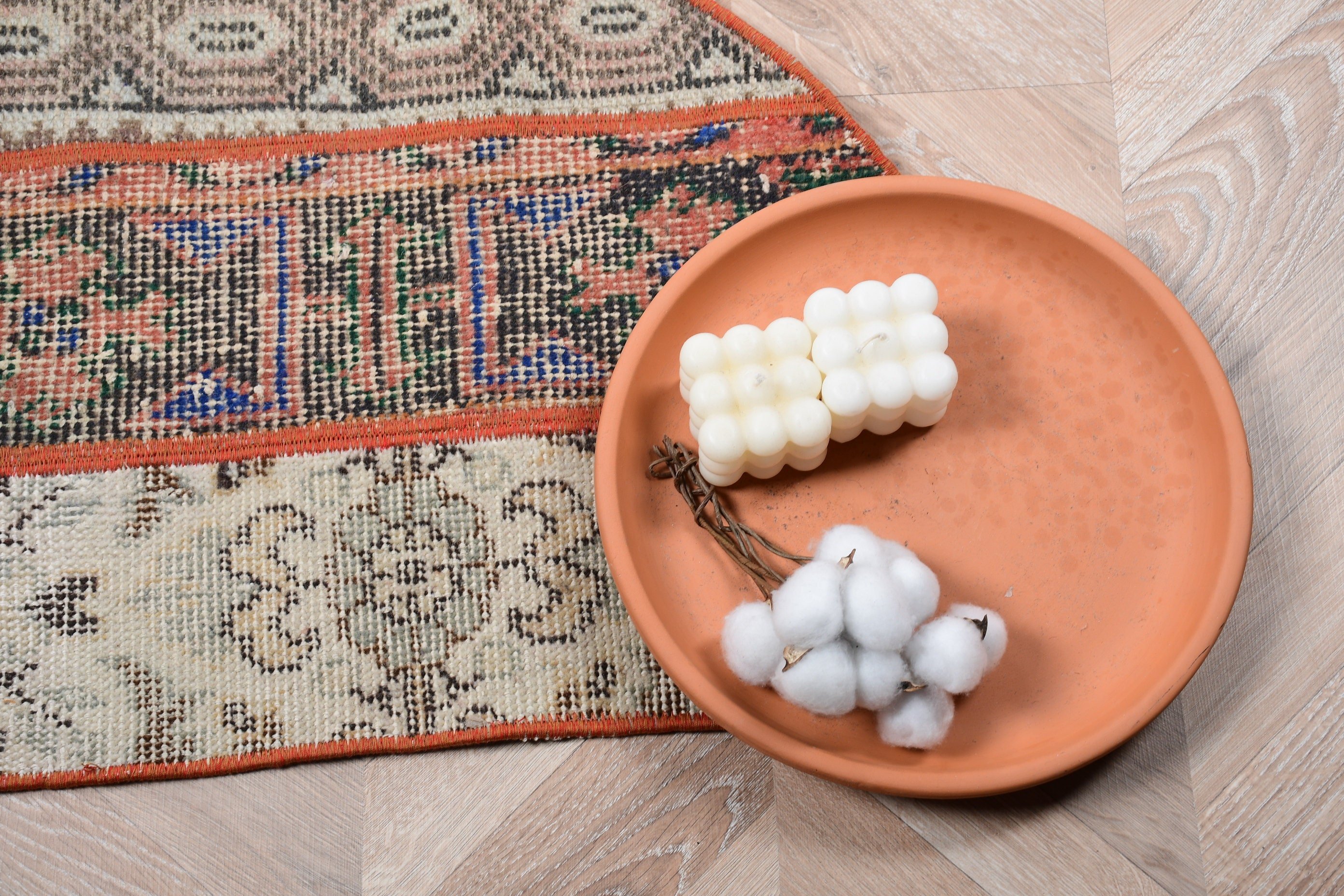 Vintage Rug, Wall Hanging Rug, Door Mat Rugs, Boho Rug, Beige Oushak Rug, Turkish Rugs, Anatolian Rug, 2.5x1.5 ft Small Rugs, Moroccan Rugs