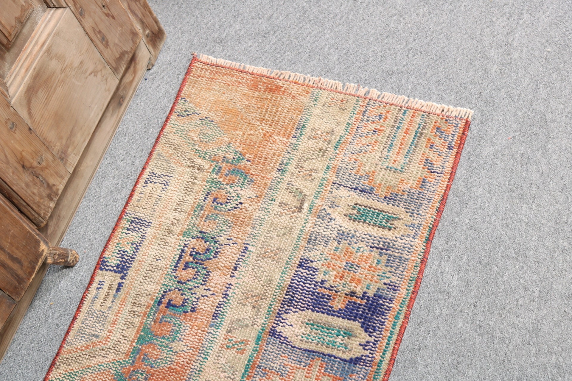 1.5x2.6 ft Small Rugs, Ethnic Rug, Floor Rugs, Vintage Rug, Orange Neutral Rugs, Turkish Rug, Door Mat Rug, Bedroom Rugs, Oriental Rugs