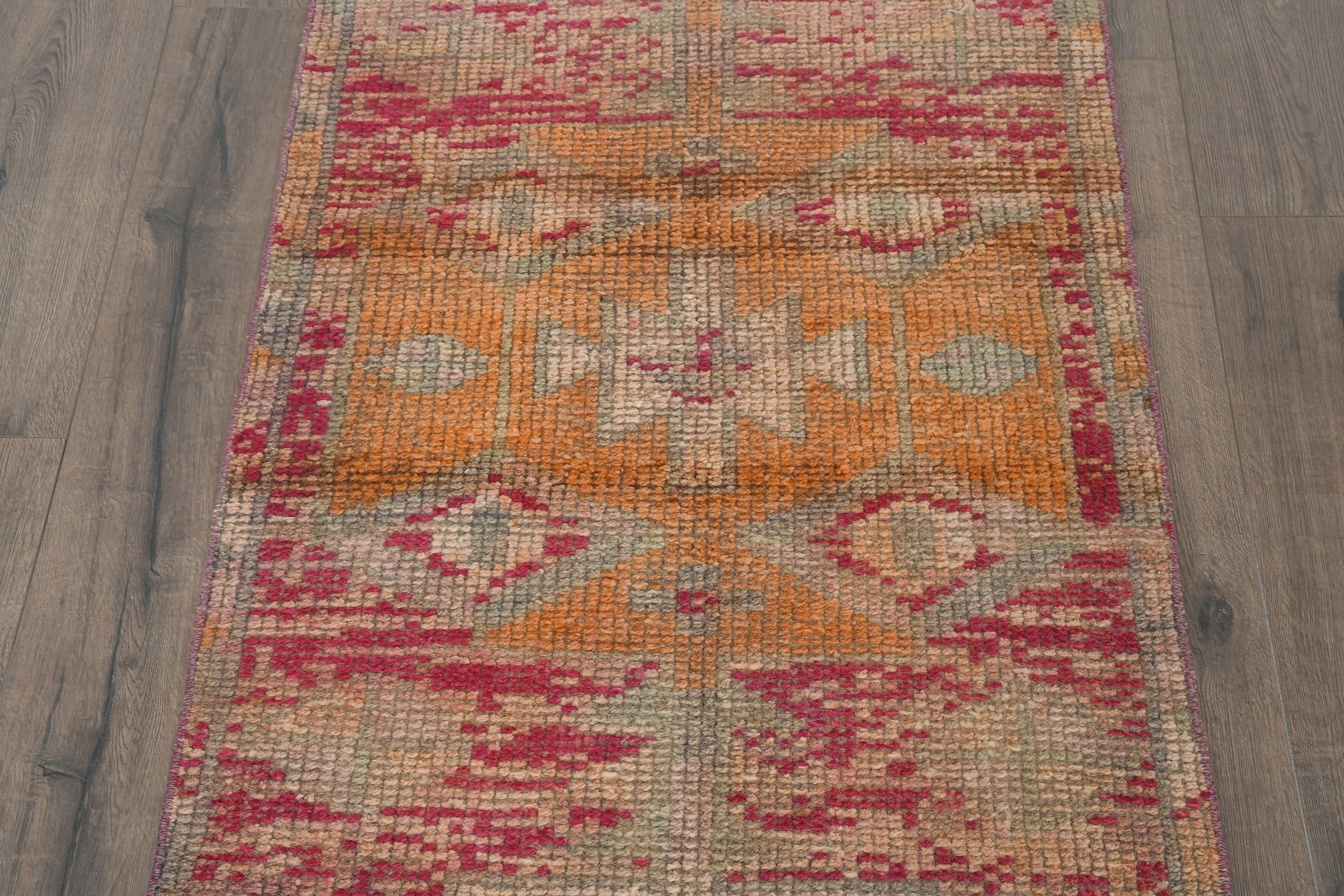 Antique Rugs, Turkish Rug, 2.5x11.6 ft Runner Rug, Vintage Rug, Stair Rug, Abstract Rug, Pink Moroccan Rug, Rugs for Runner, Anatolian Rug