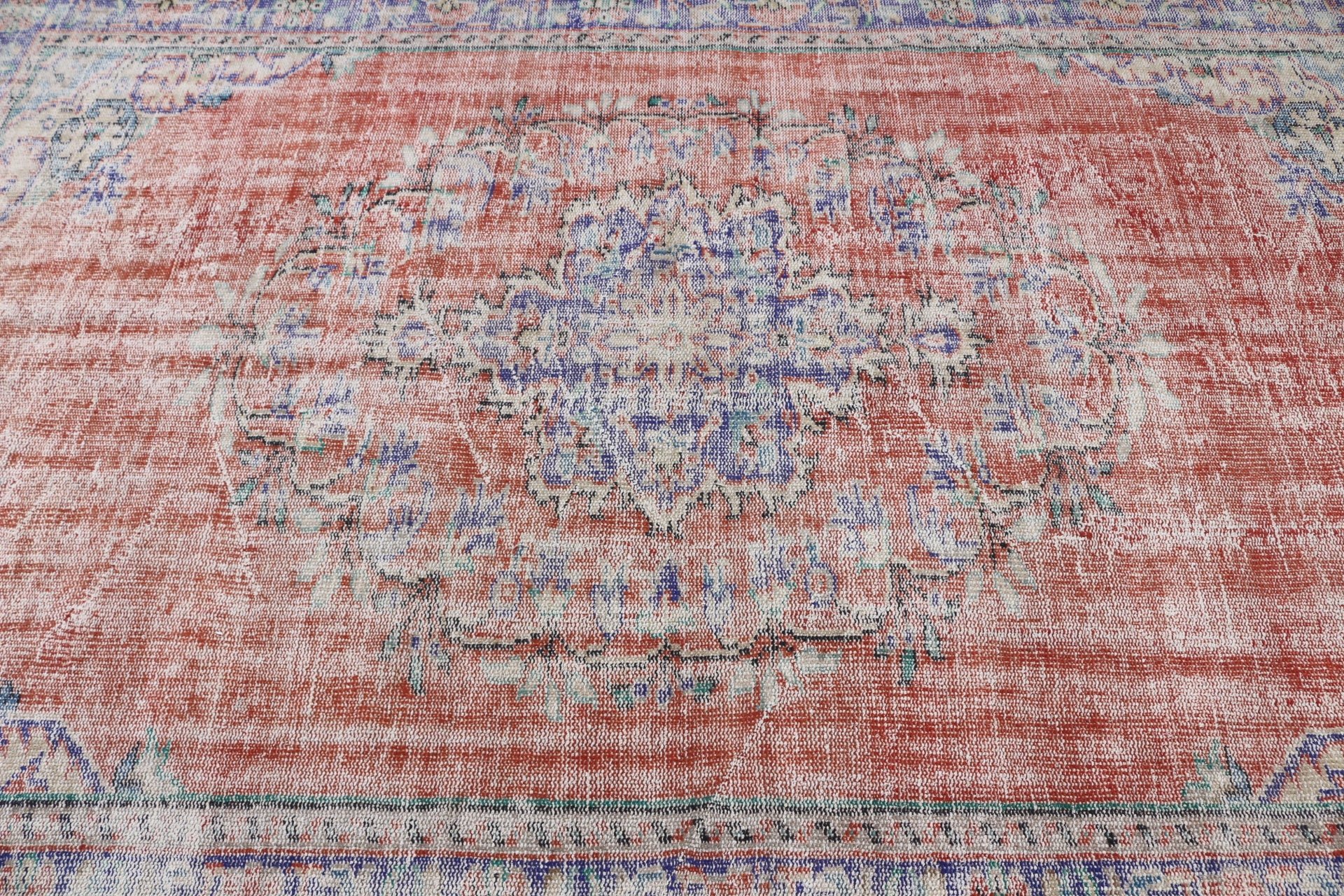 Oryantal Halılar, Salon Halısı, Anadolu Halısı, Turuncu 6x8.9 ft Büyük Halı, Yatak Odası Halısı, Yatak Odası Halıları, Vintage Halı, Türk Halısı