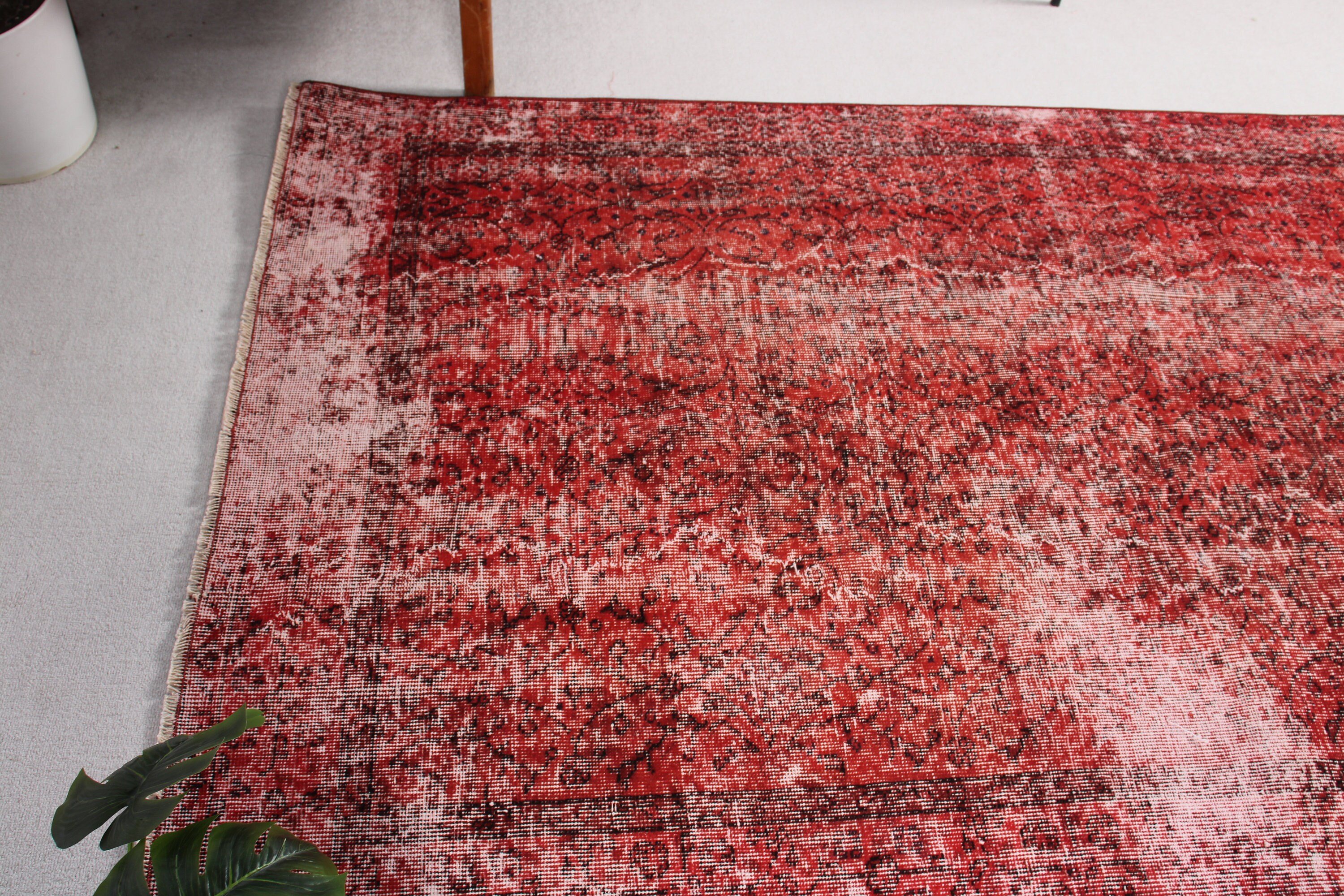 Havalı Halı, Türk Halısı, Yemek Odası Halıları, Vintage Halı, Kırmızı Düz ​​Dokuma Halılar, 4,4x8,1 ft Alan Halıları, Oushak Alan Halıları, Boho Halısı, Oushak Halıları