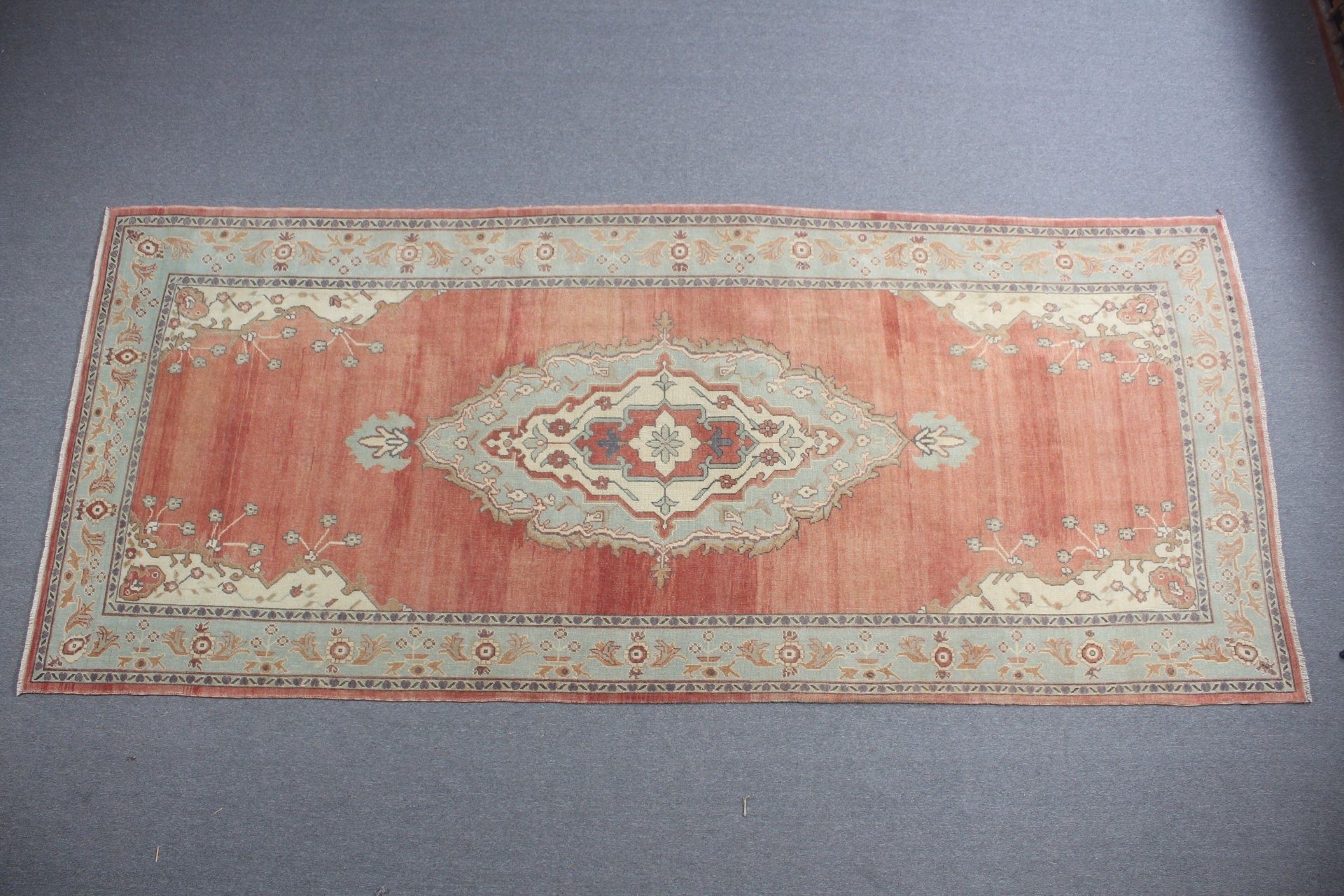 Kırmızı Oushak Halı, Salon Halısı, Türk Halısı, Vintage Halı, Yemek Odası Halıları, Yatak Odası Halısı, Havalı Halı, Antika Halılar, 5.2x12.1 ft Büyük Halılar