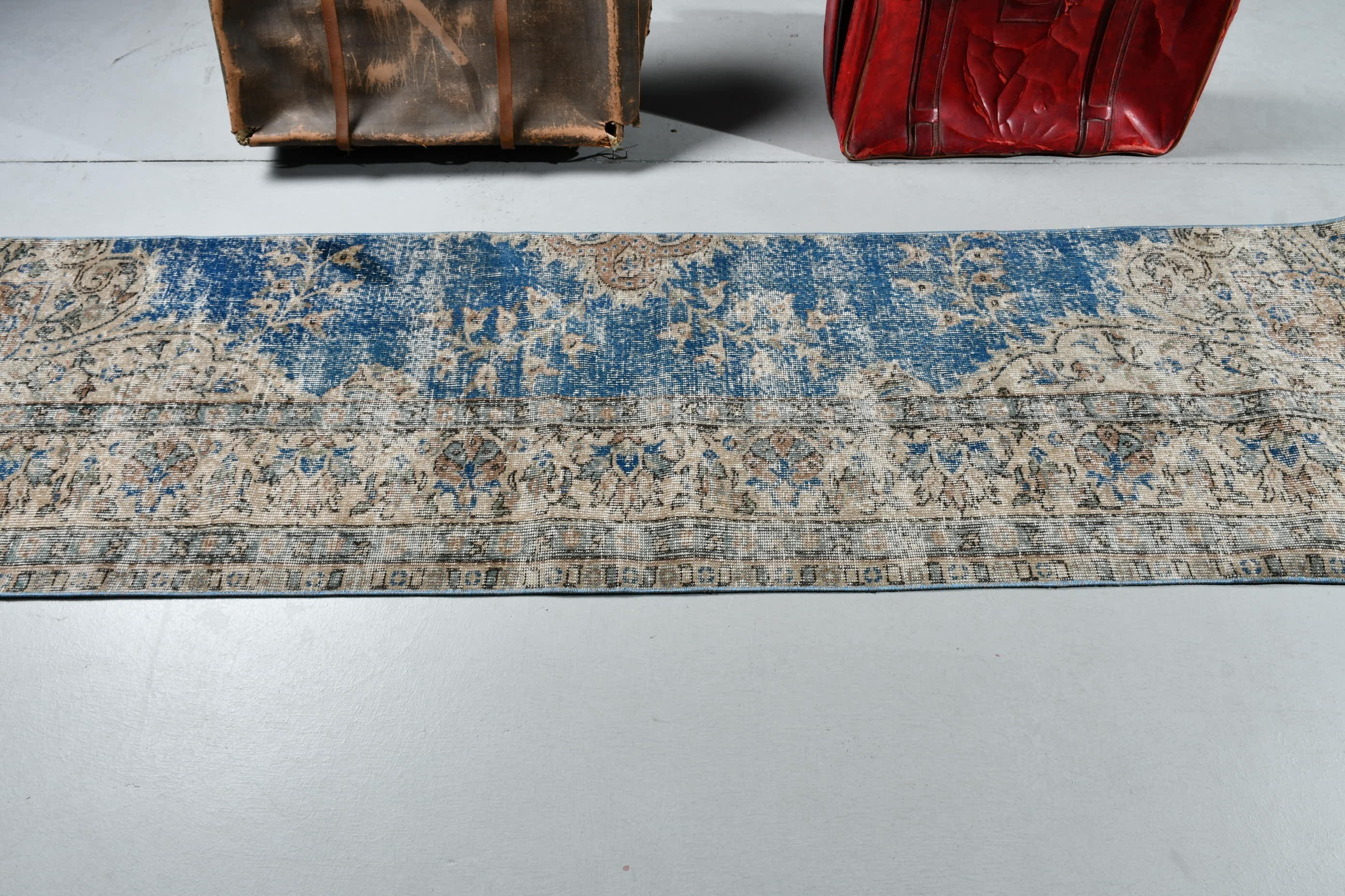 Cool Rug, 2.3x8.2 ft Runner Rug, Stair Rug, Rugs for Runner, Home Decor Rugs, Vintage Rugs, Turkish Rug, Corridor Rug, Blue Wool Rug