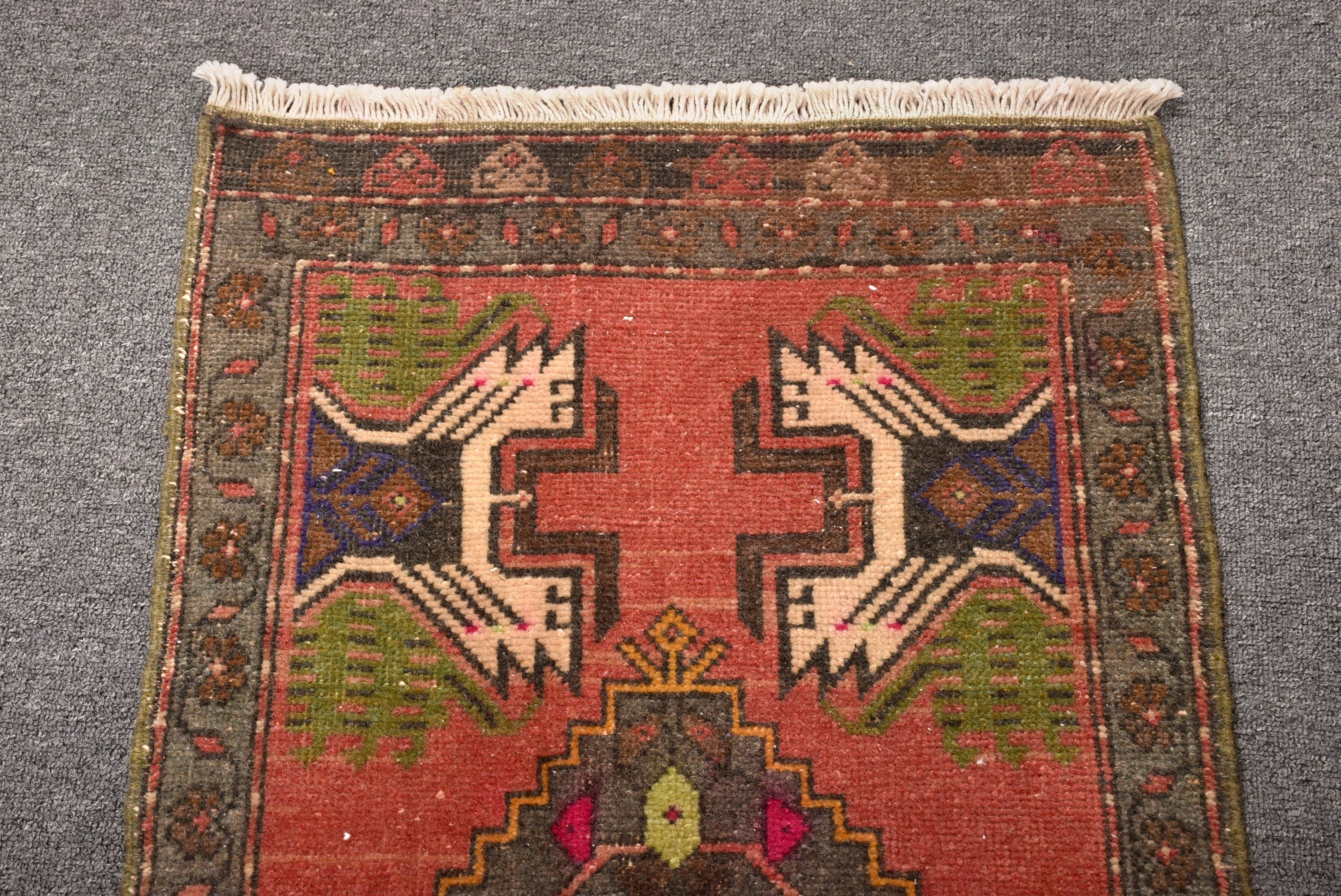 Türk Halısı, Oryantal Halı, Banyo Halısı, Vintage Halı, 1.7x3.3 ft Küçük Halı, Boho Halıları, Pembe Oryantal Halı, Küçük Vintage Halı