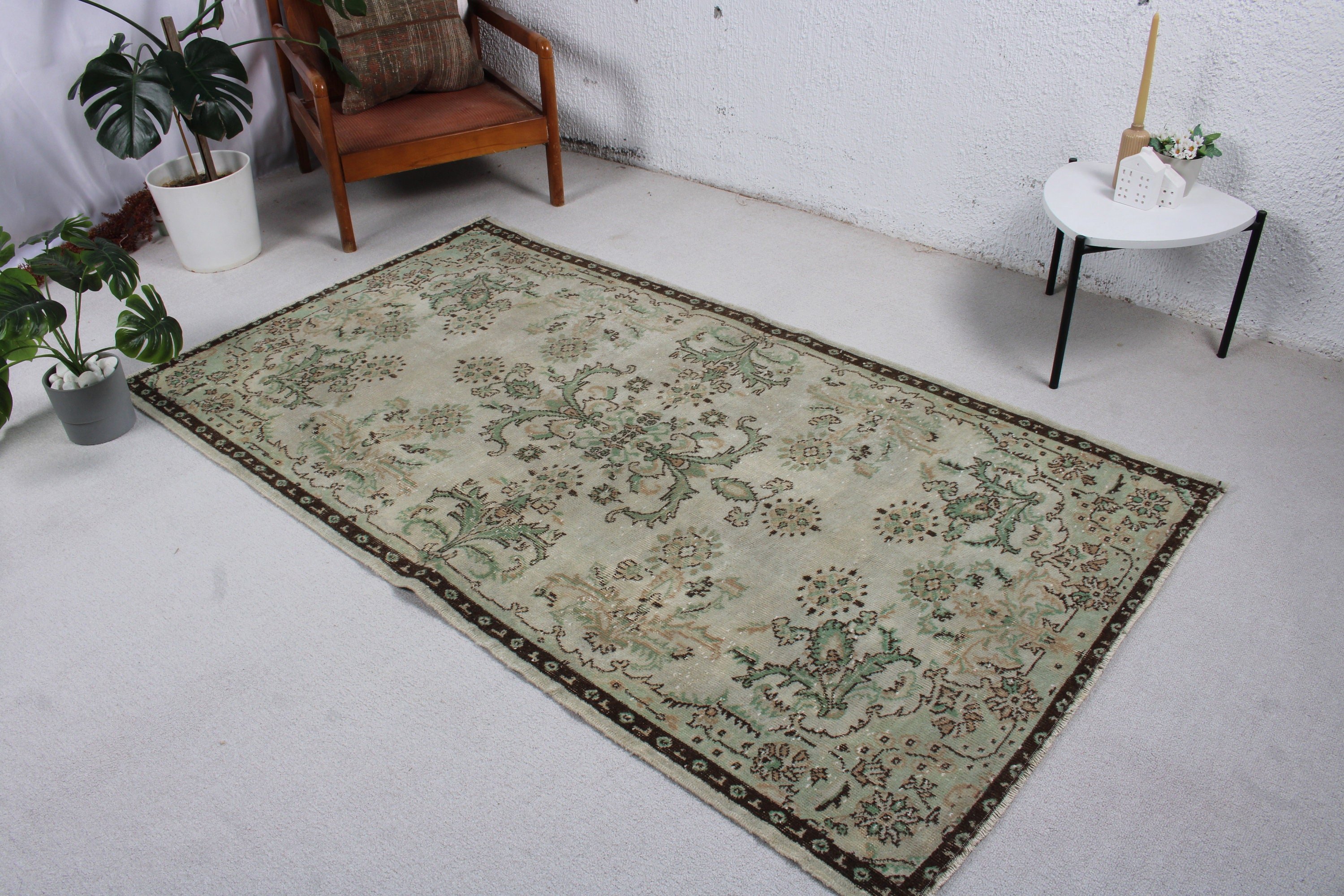 Green Kitchen Rug, Nursery Rugs, Vintage Rug, Flatweave Rugs, Turkish Rugs, 3.9x6.9 ft Area Rug, Exotic Rug, Moroccan Rugs, Dining Room Rug