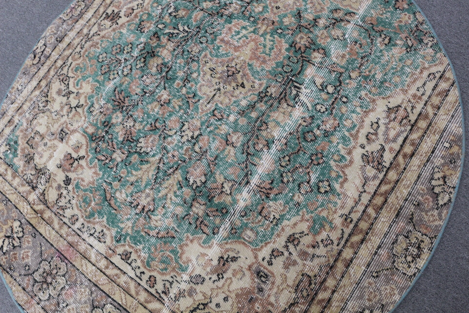 Green Anatolian Rug, Wool Rug, Vintage Rug, Bedroom Rugs, 4.7x4.8 ft Accent Rugs, Entry Rug, Kitchen Rug, Rugs for Bedroom, Turkish Rug