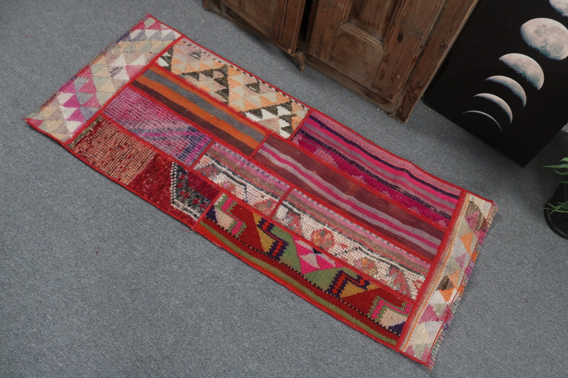 Çocuk Halısı, Kırmızı Modern Halılar, Vintage Halılar, Türk Halısı, Küçük Vintage Halı, 1.9x4.4 ft Küçük Halılar, Boho Halı, Oryantal Halılar