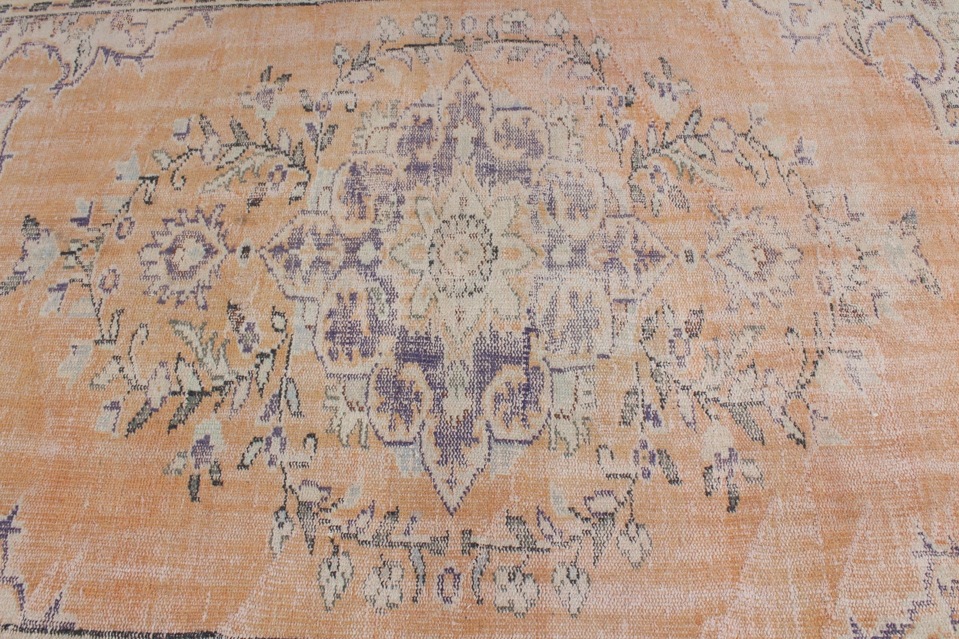 5.8x9.1 ft Büyük Halı, Türk Halısı, Yatak Odası Halıları, Soluk Halı, Oryantal Halı, Turuncu Fas Halısı, Yemek Odası Halıları, Salon Halıları, Vintage Halı