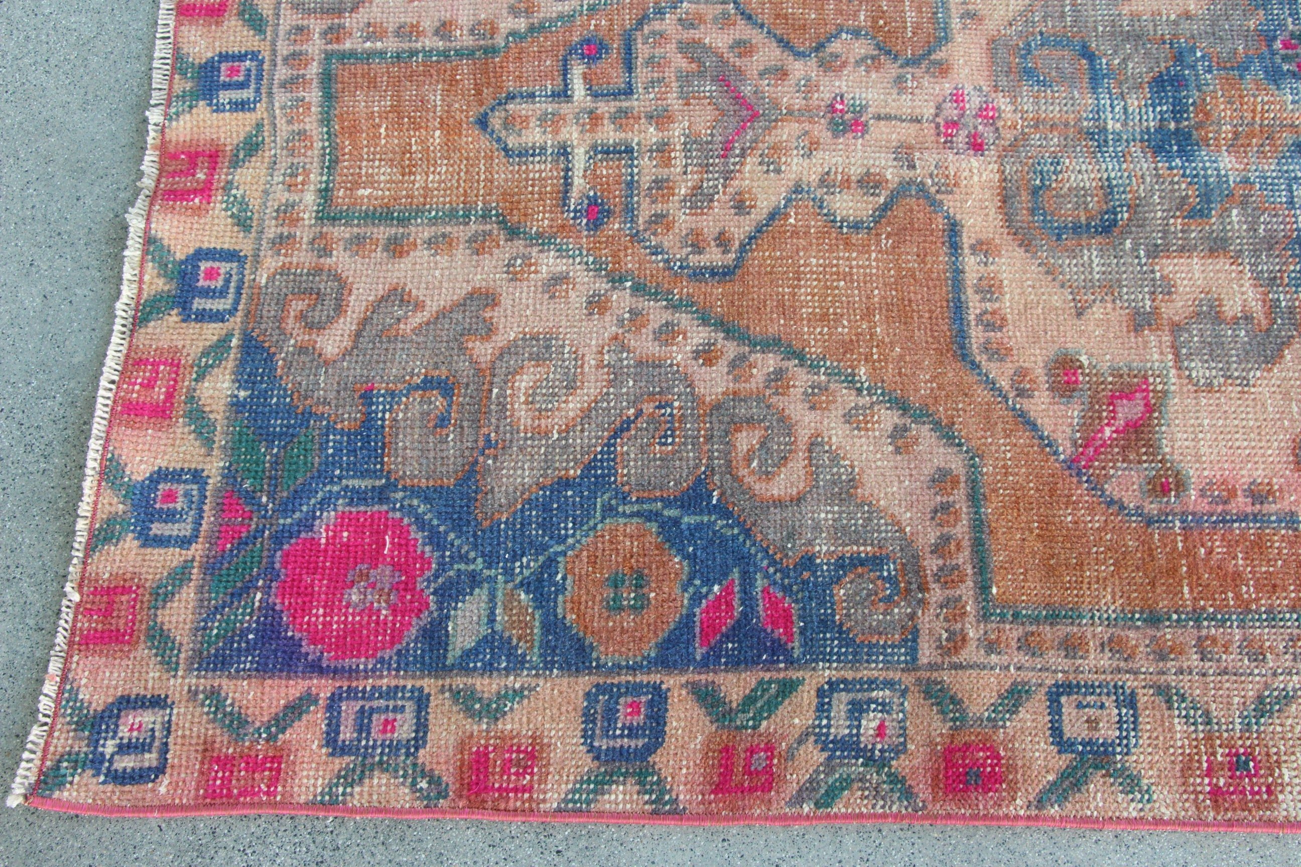 Floor Rugs, Anatolian Rugs, Vintage Rug, Boho Area Rugs, Neutral Rug, Aesthetic Rugs, 3.8x7.2 ft Area Rugs, Red Wool Rugs, Turkish Rug