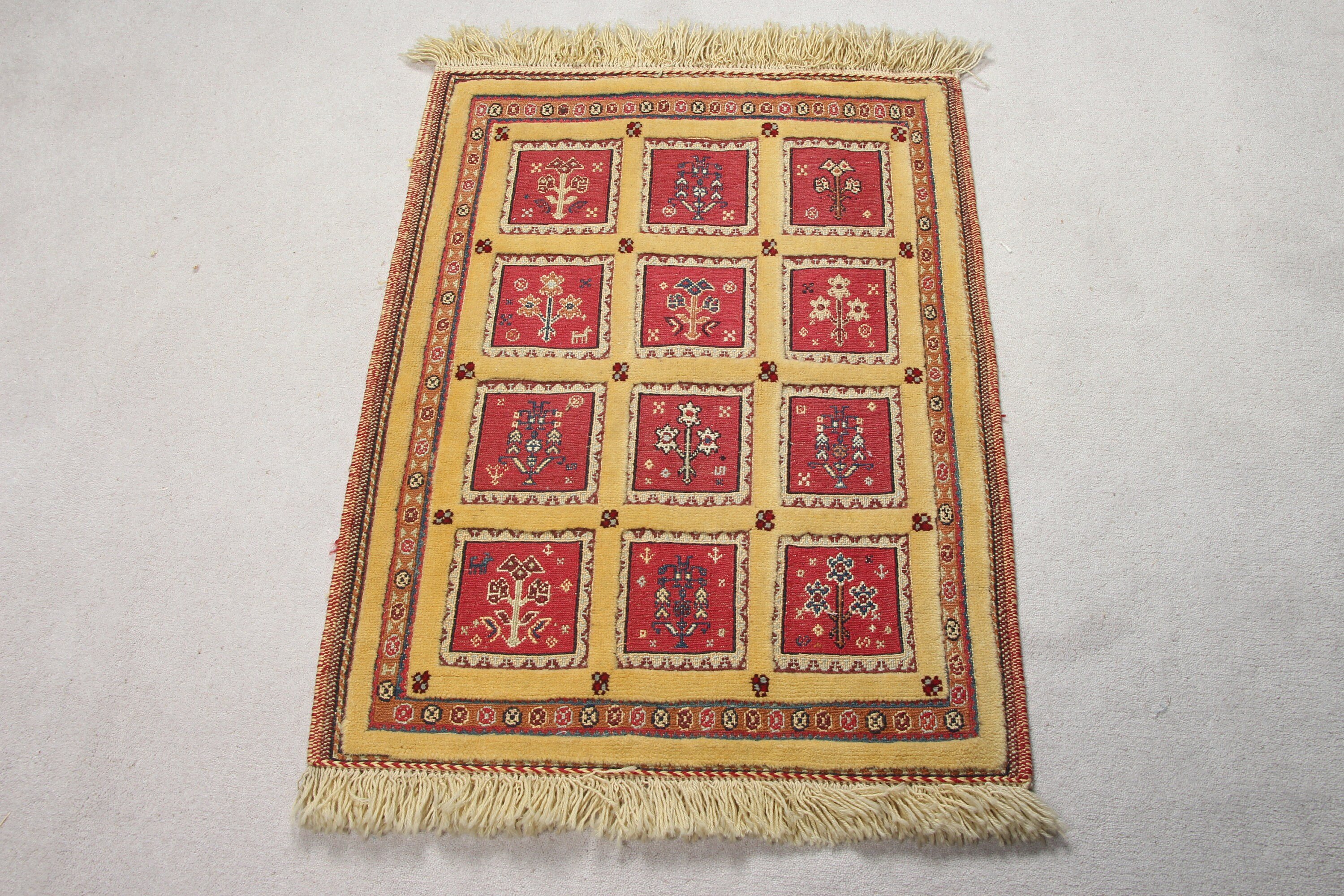 Turkish Rugs, Door Mat Rugs, Turkey Rugs, Moroccan Rug, Yellow Oushak Rugs, 2.1x2.9 ft Small Rugs, Bedroom Rug, Floor Rug, Vintage Rugs